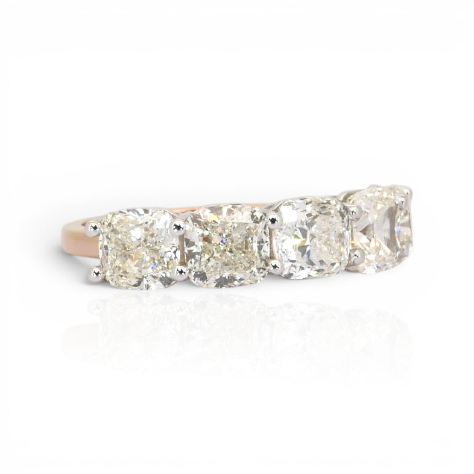 5.05 Carats IGI Certified Natural Diamonds 18k Rose & White Gold 5-Stone Ring