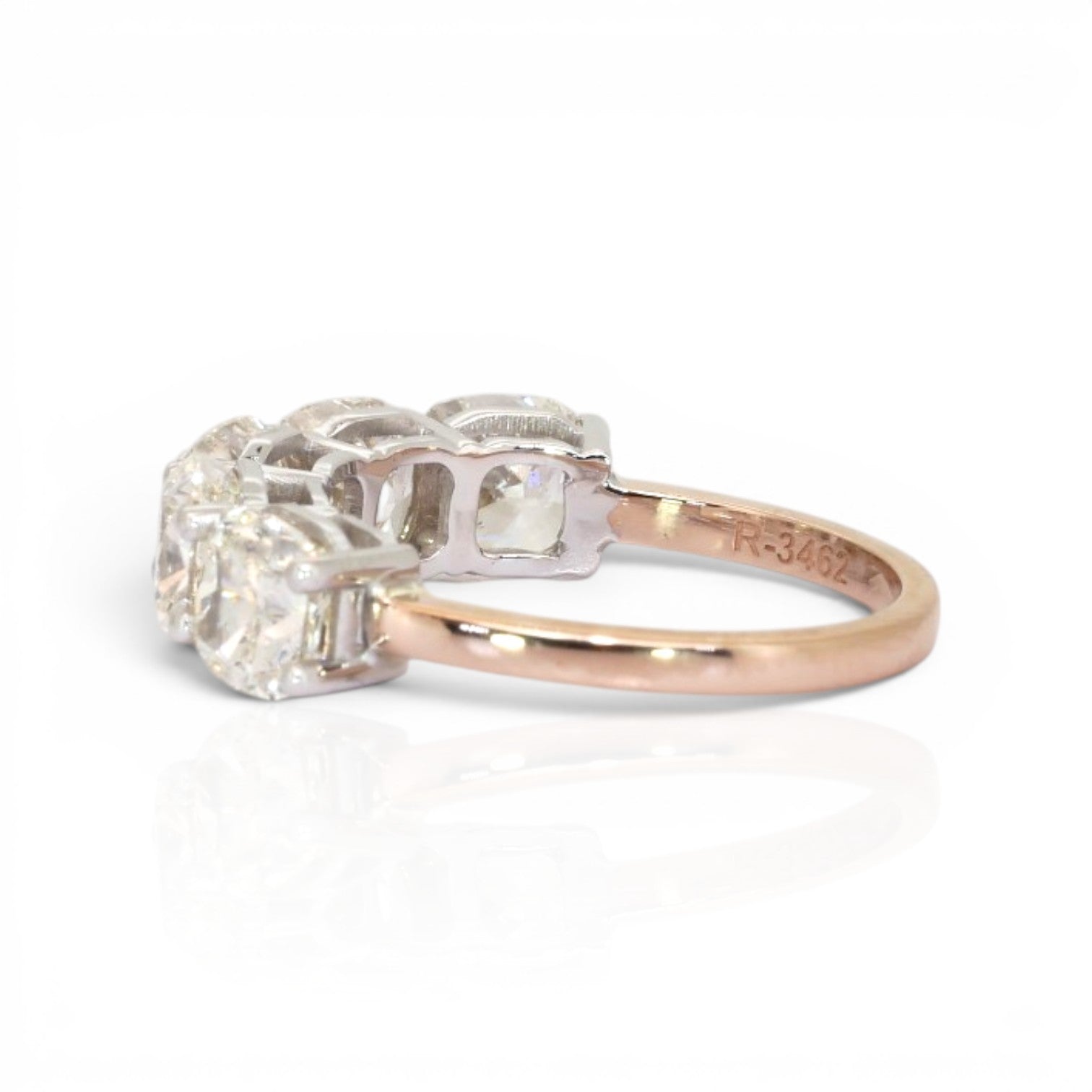 5.05 Carats IGI Certified Natural Diamonds 18k Rose & White Gold 5-Stone Ring