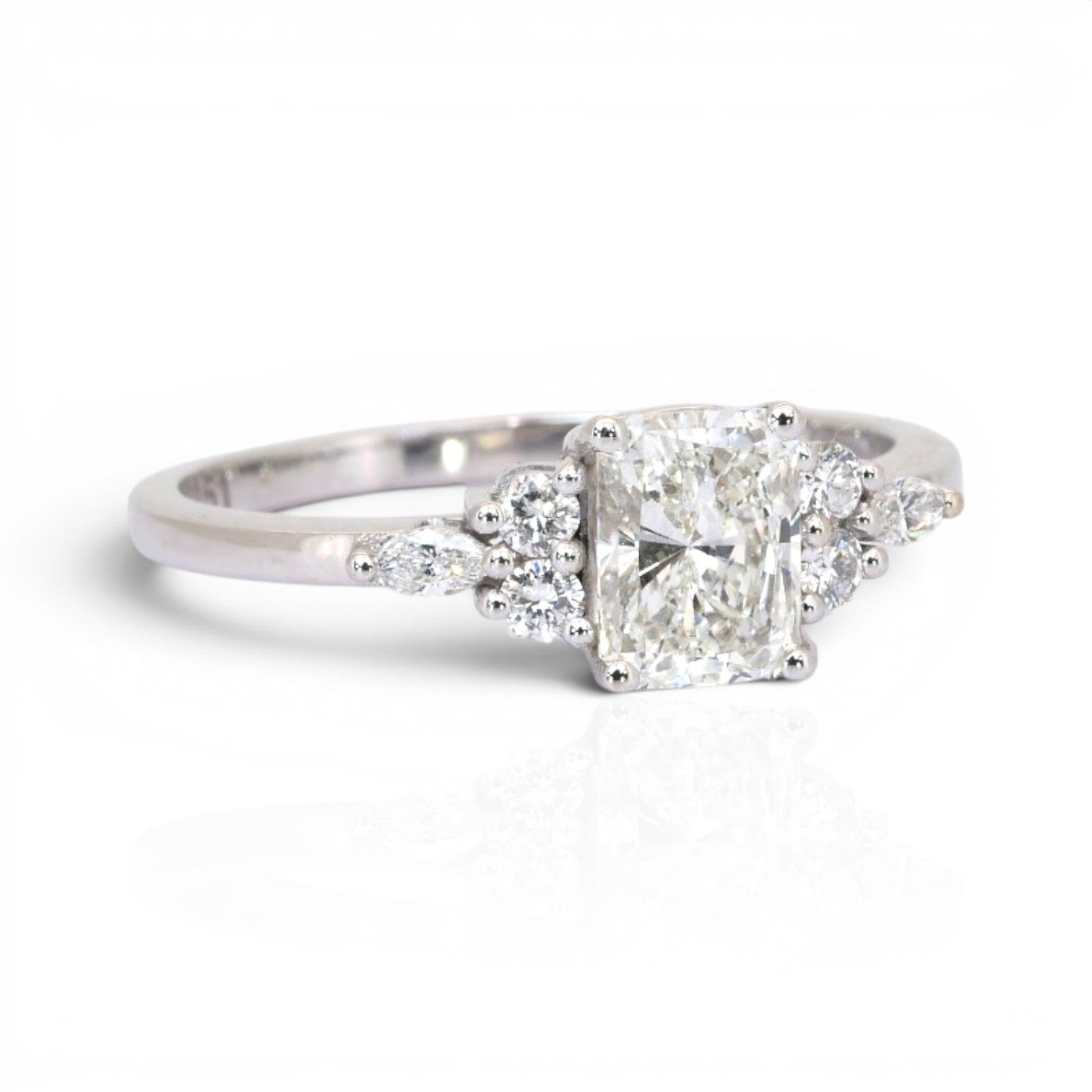 1.16 Carats IGI Certified Natural Diamond 18K White Gold Pave Ring