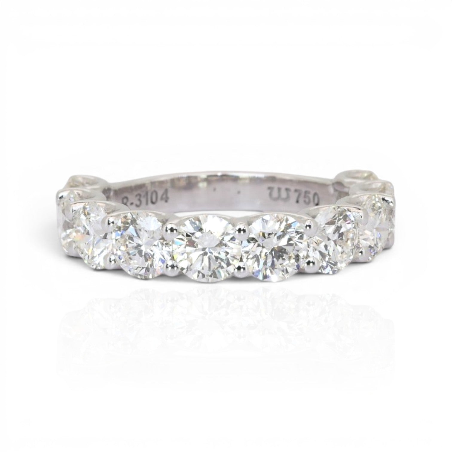 4.22 Carats IGI Certified Natural Diamonds 18k White Gold Half Eternity Ring