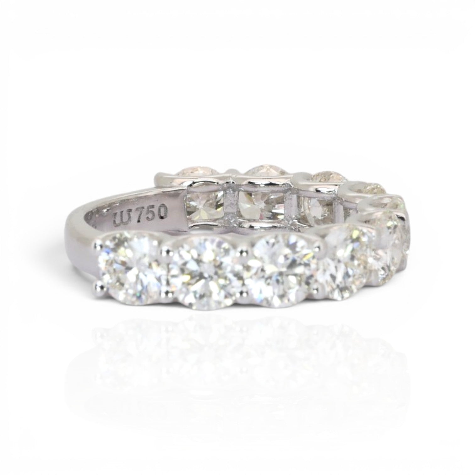 4.22 Carats IGI Certified Natural Diamonds 18k White Gold Half Eternity Ring