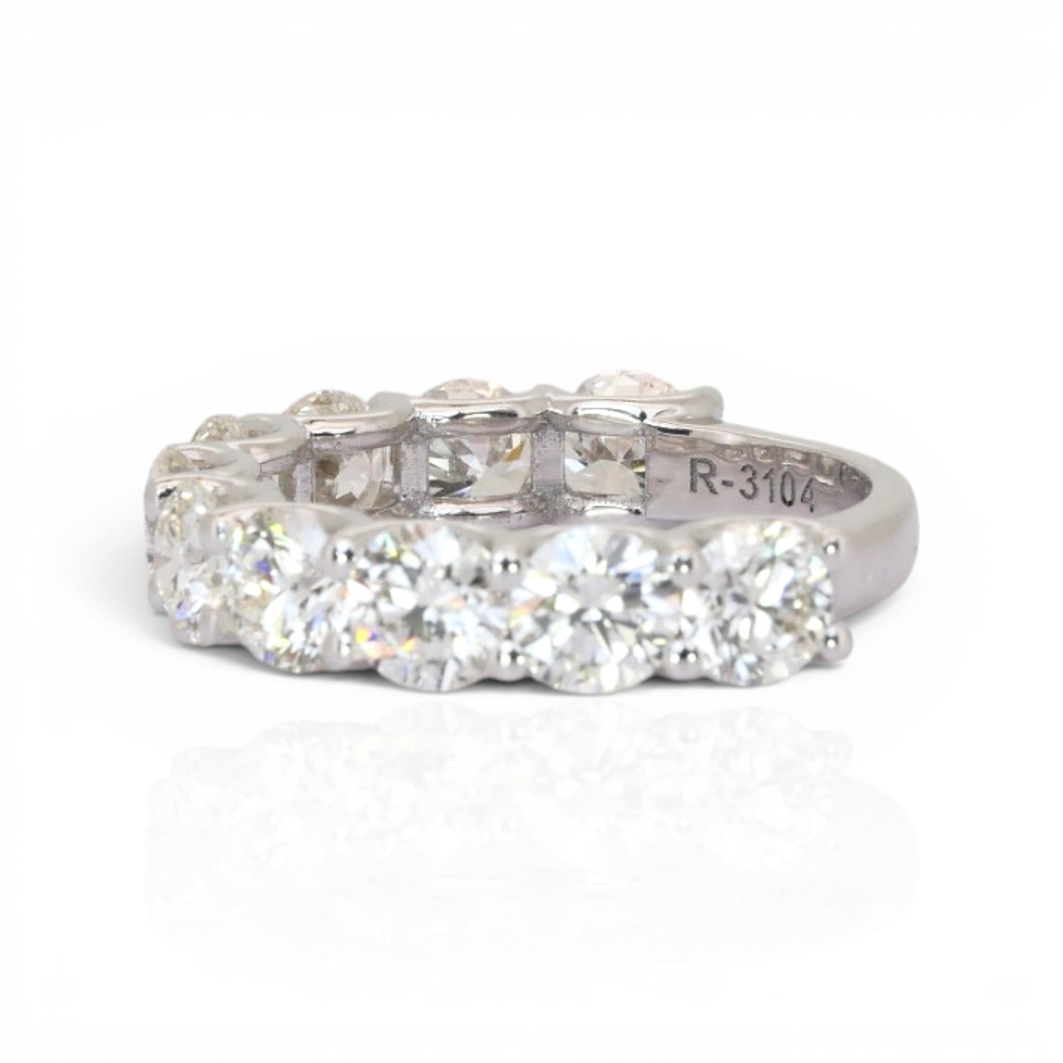 4.22 Carats IGI Certified Natural Diamonds 18k White Gold Half Eternity Ring