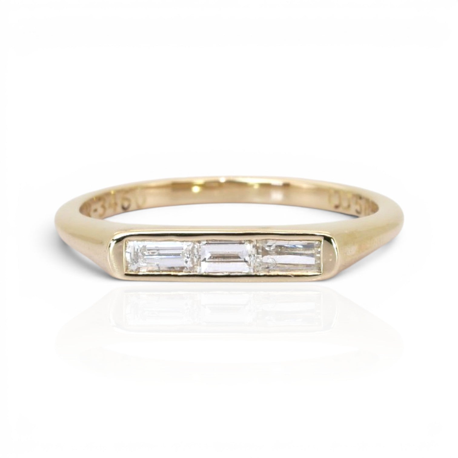 0.20 Carat IGI Certified Natural Diamonds 14k Yellow Gold 3-Stone Ring