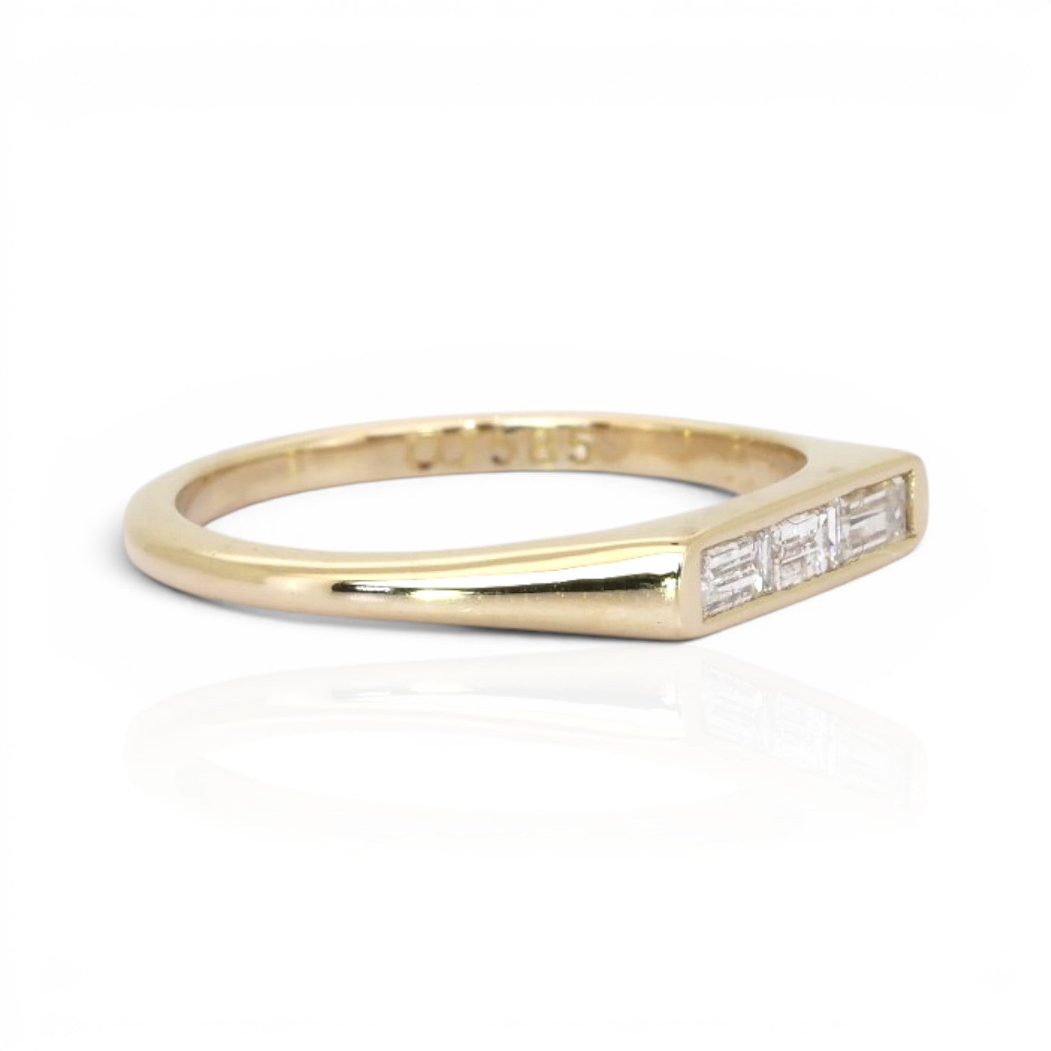 0.20 Carat IGI Certified Natural Diamonds 14k Yellow Gold 3-Stone Ring