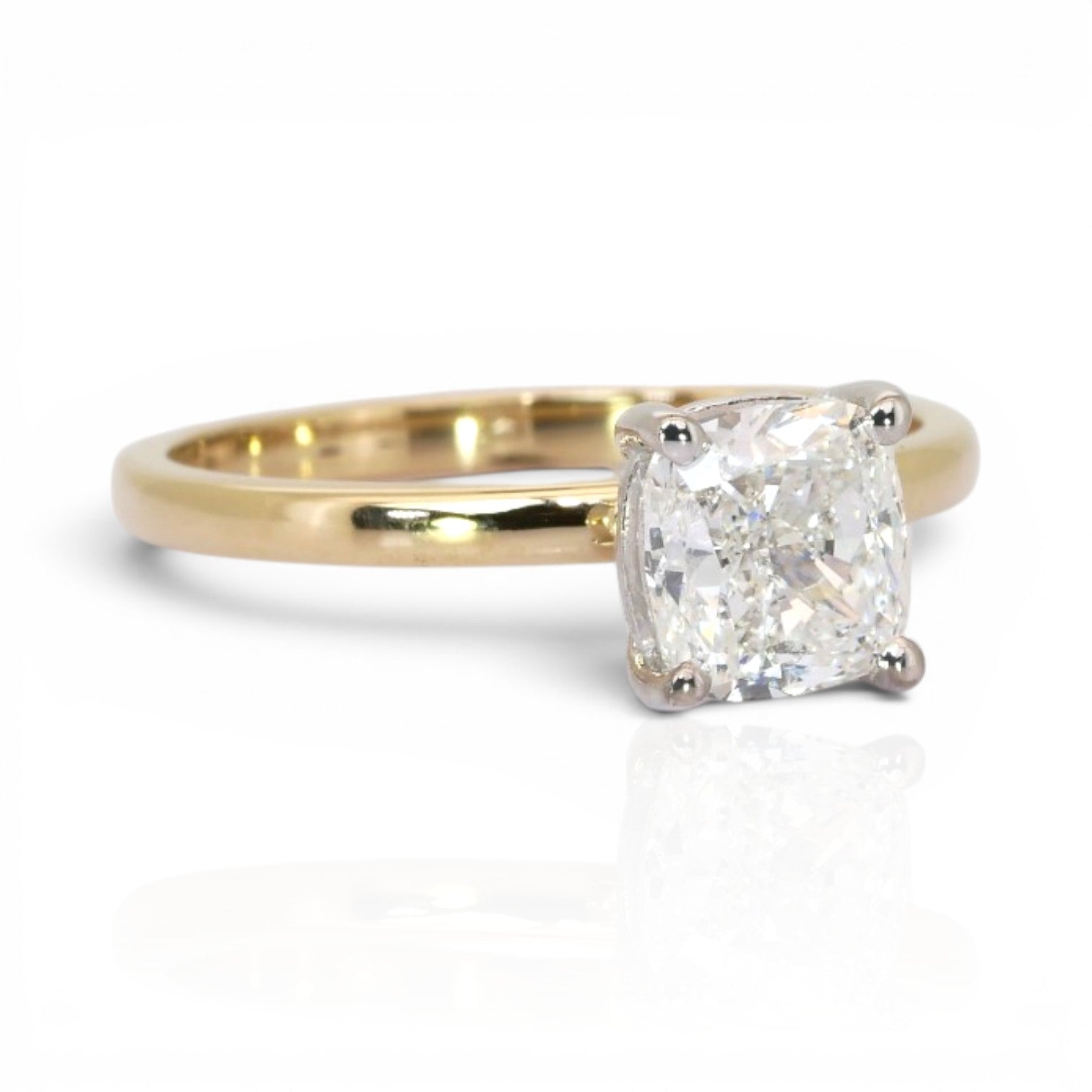 1.51 Carats IGI Certified Natural Diamond 18k Yellow & White Gold Ring