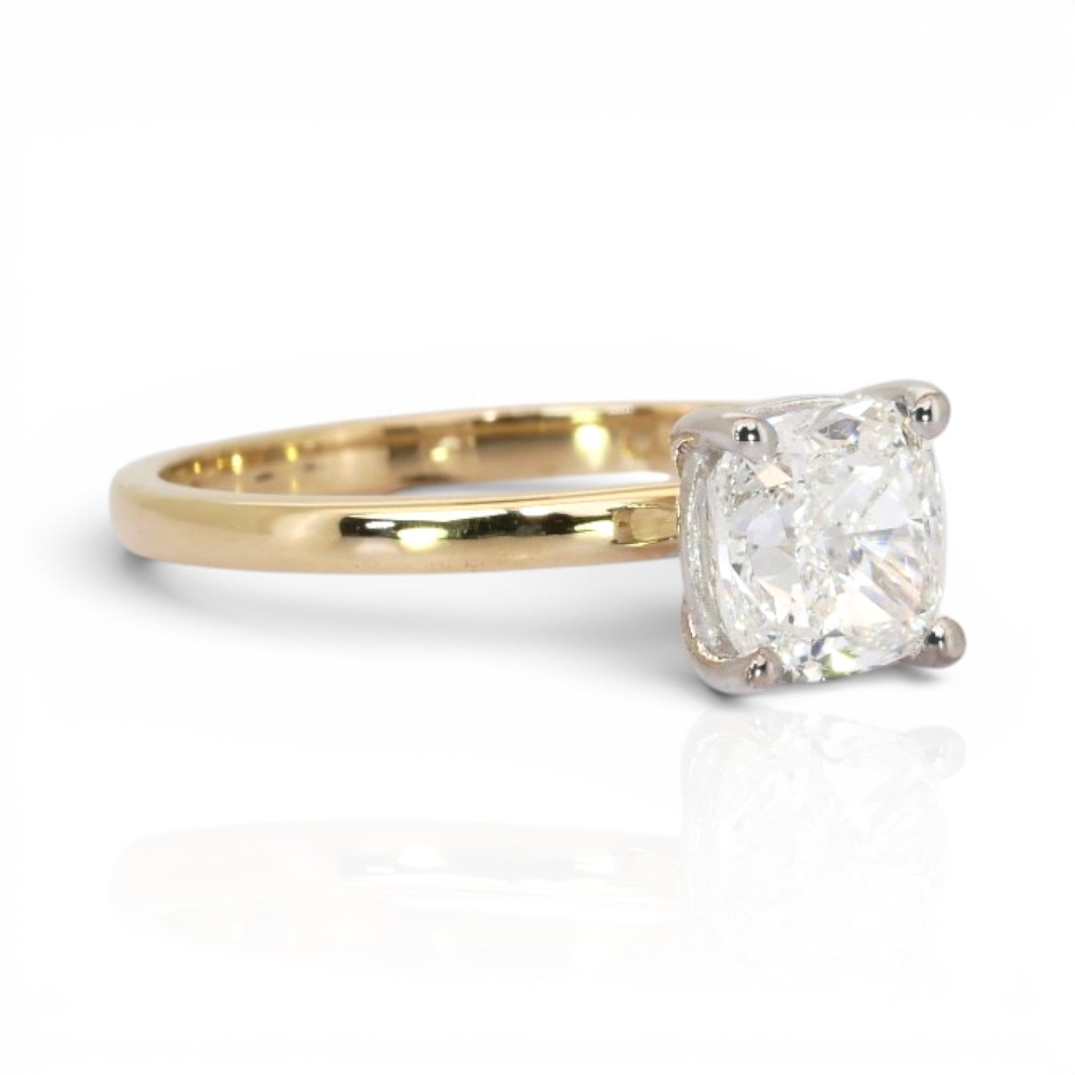 1.51 Carats IGI Certified Natural Diamond 18k Yellow & White Gold Ring