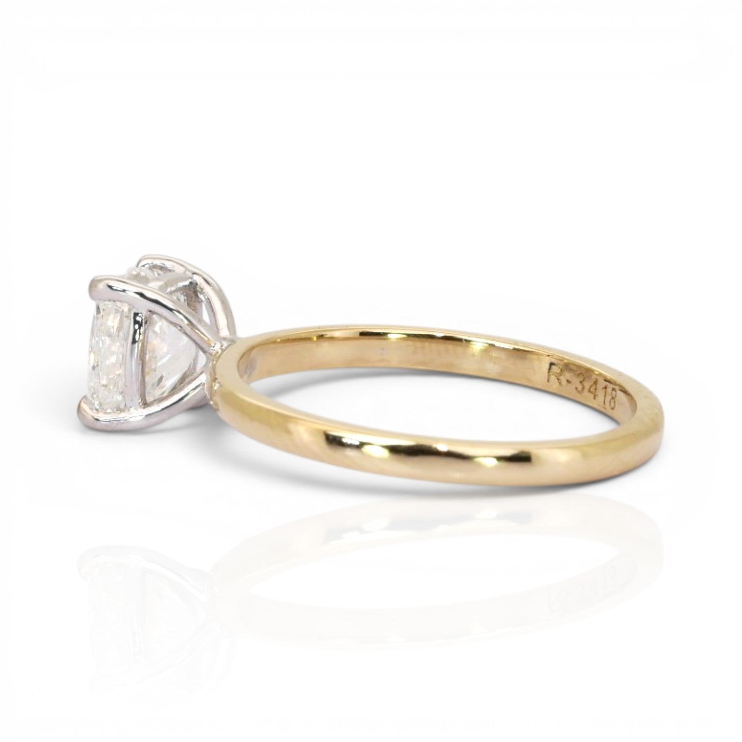 1.51 Carats IGI Certified Natural Diamond 18k Yellow & White Gold Ring