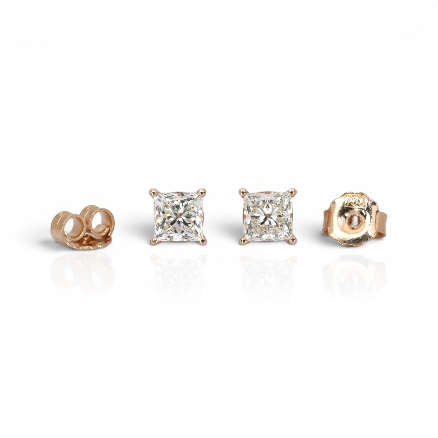 2.02 Carats IGI Certified Natural Diamond 18K Rose Gold Stud Earrings