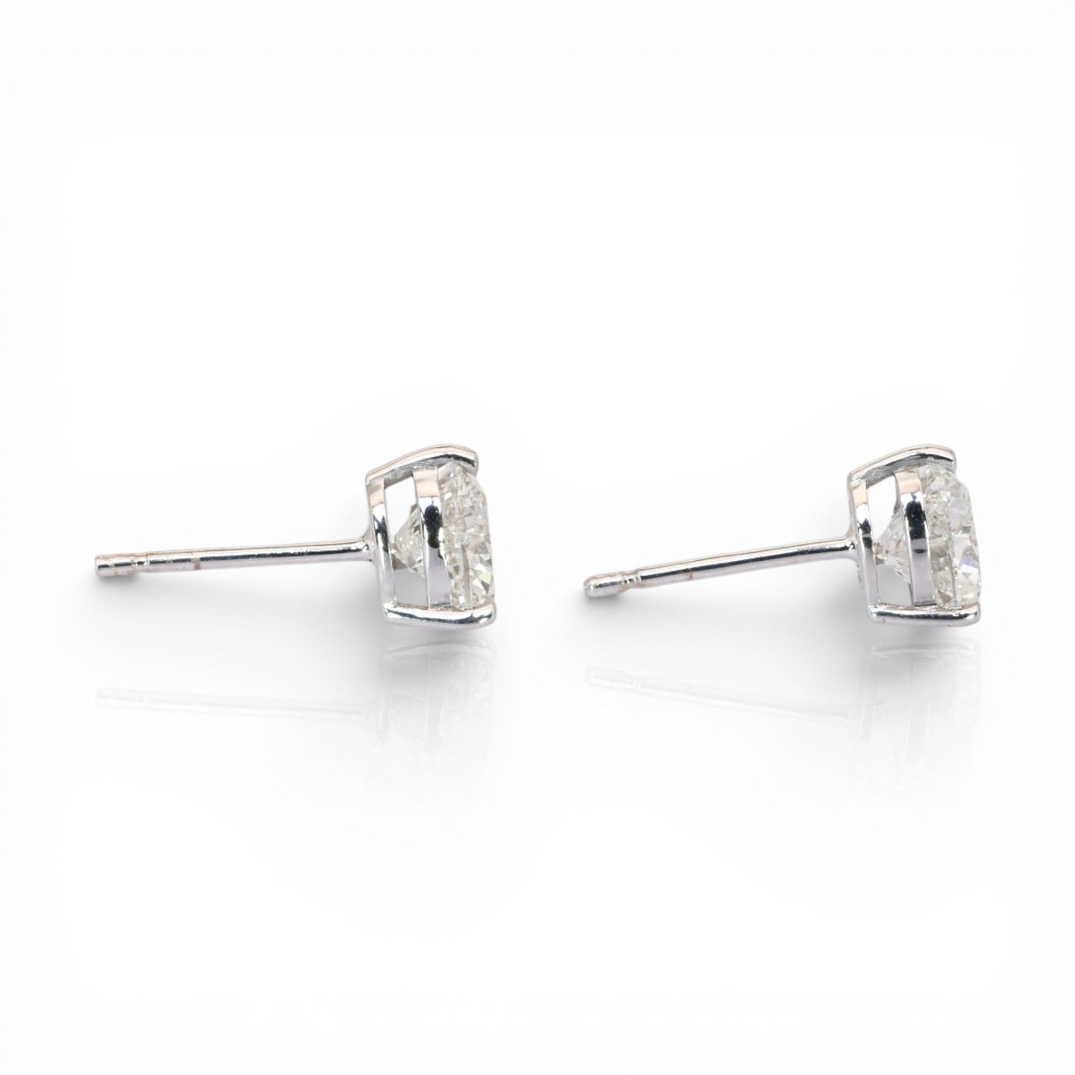 2.01 Carats GIA Certified Natural Diamonds 18k White Gold Stud Earrings