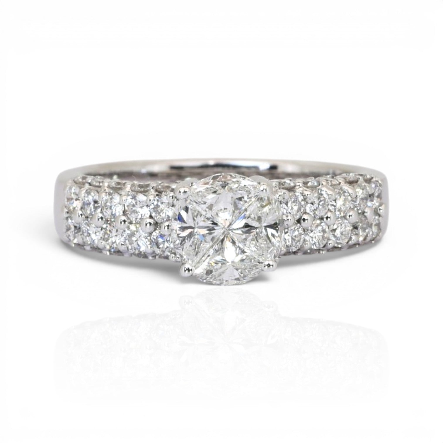 1.31 Carats IGI Certified Natural Diamonds 18k White Gold Ring