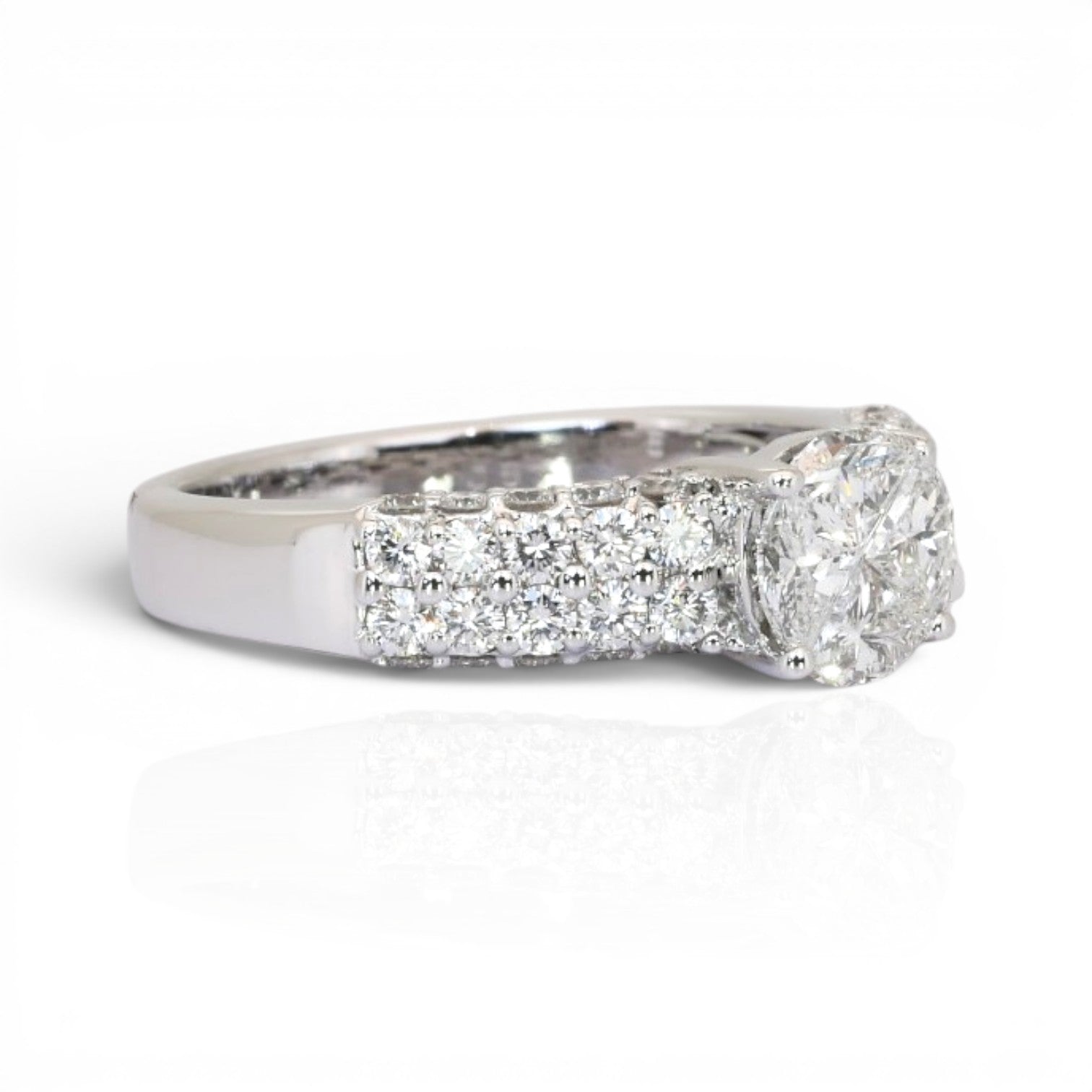 1.31 Carats IGI Certified Natural Diamonds 18k White Gold Ring