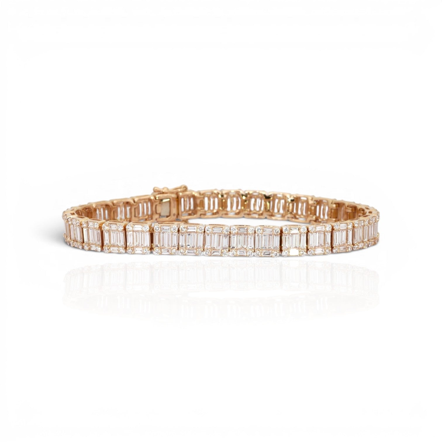 10.31 Carats IGI Certified Natural Diamonds 18k Rose Gold Bracelet
