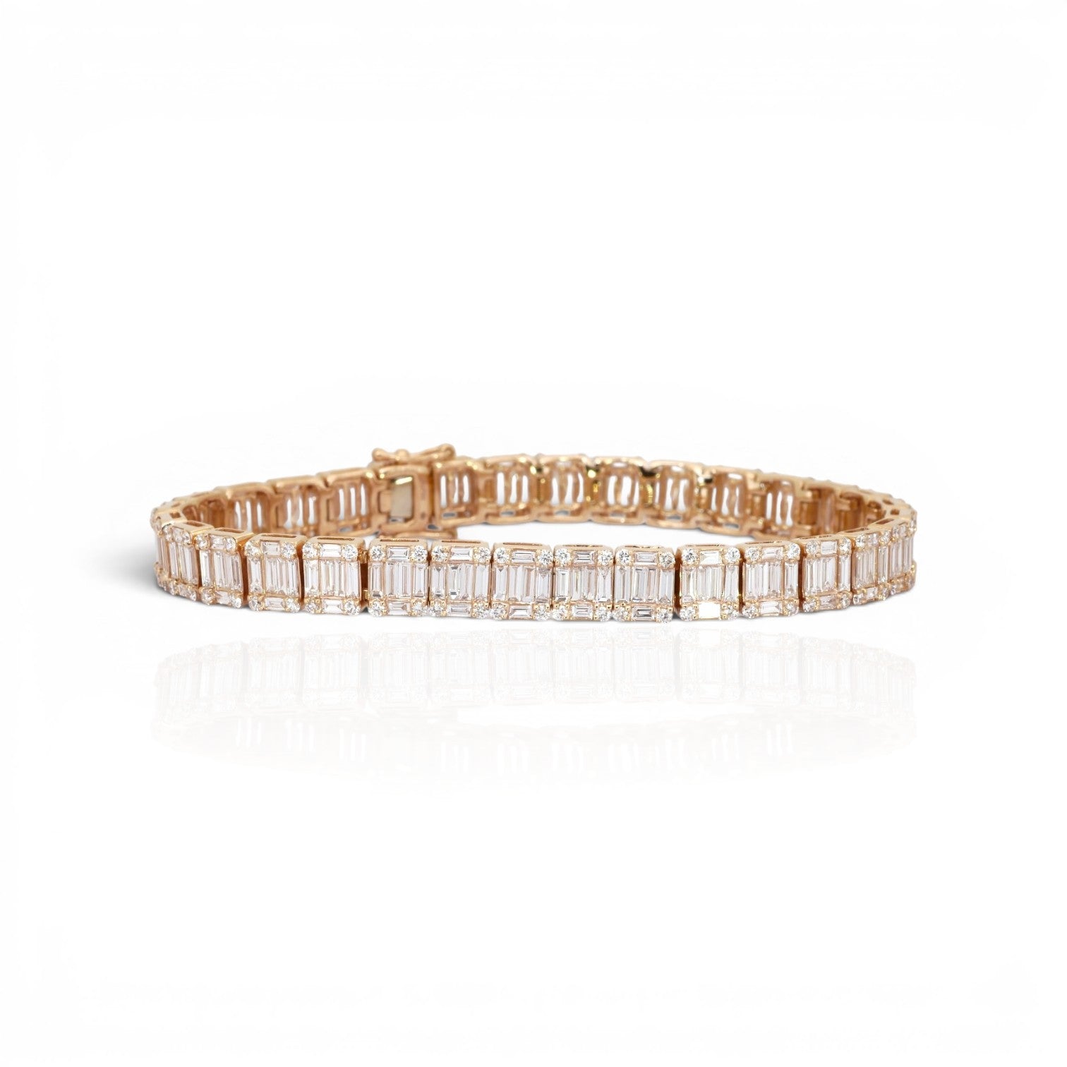 10.31 Carats IGI Certified Natural Diamonds 18k Rose Gold Bracelet