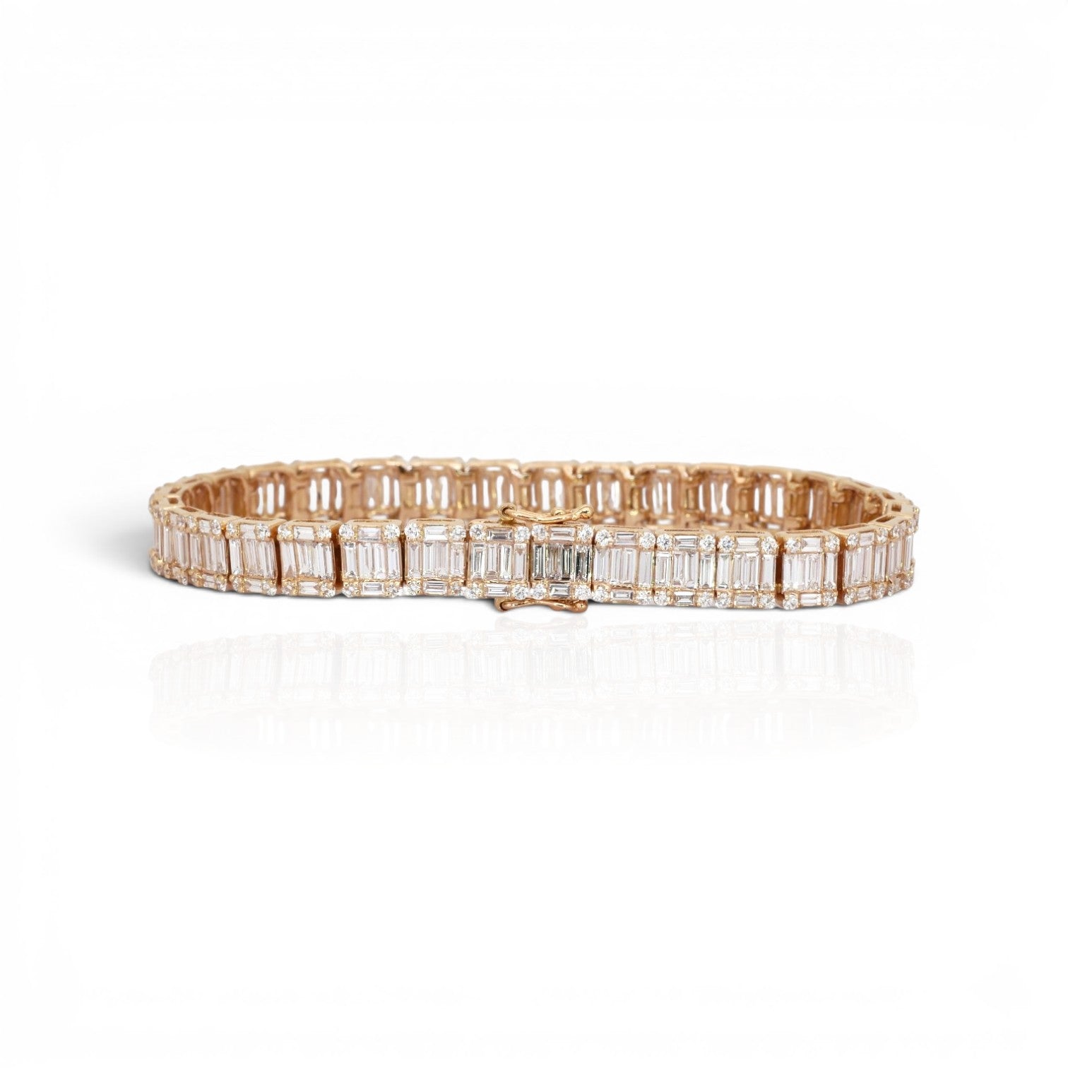 10.31 Carats IGI Certified Natural Diamonds 18k Rose Gold Bracelet