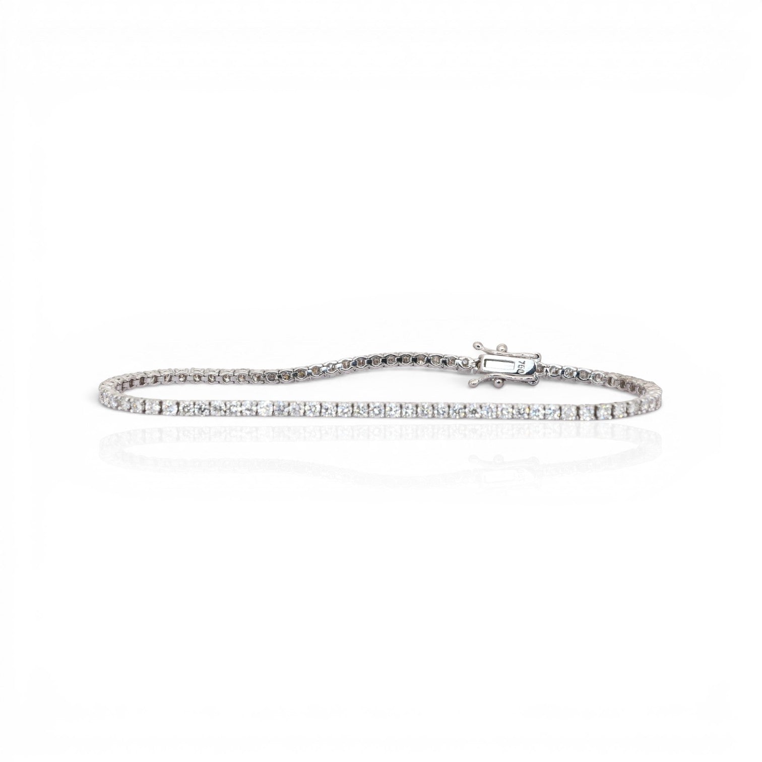 3.01 Carats IGI Certified Natural Diamonds 18k White Gold Tennis Bracelet