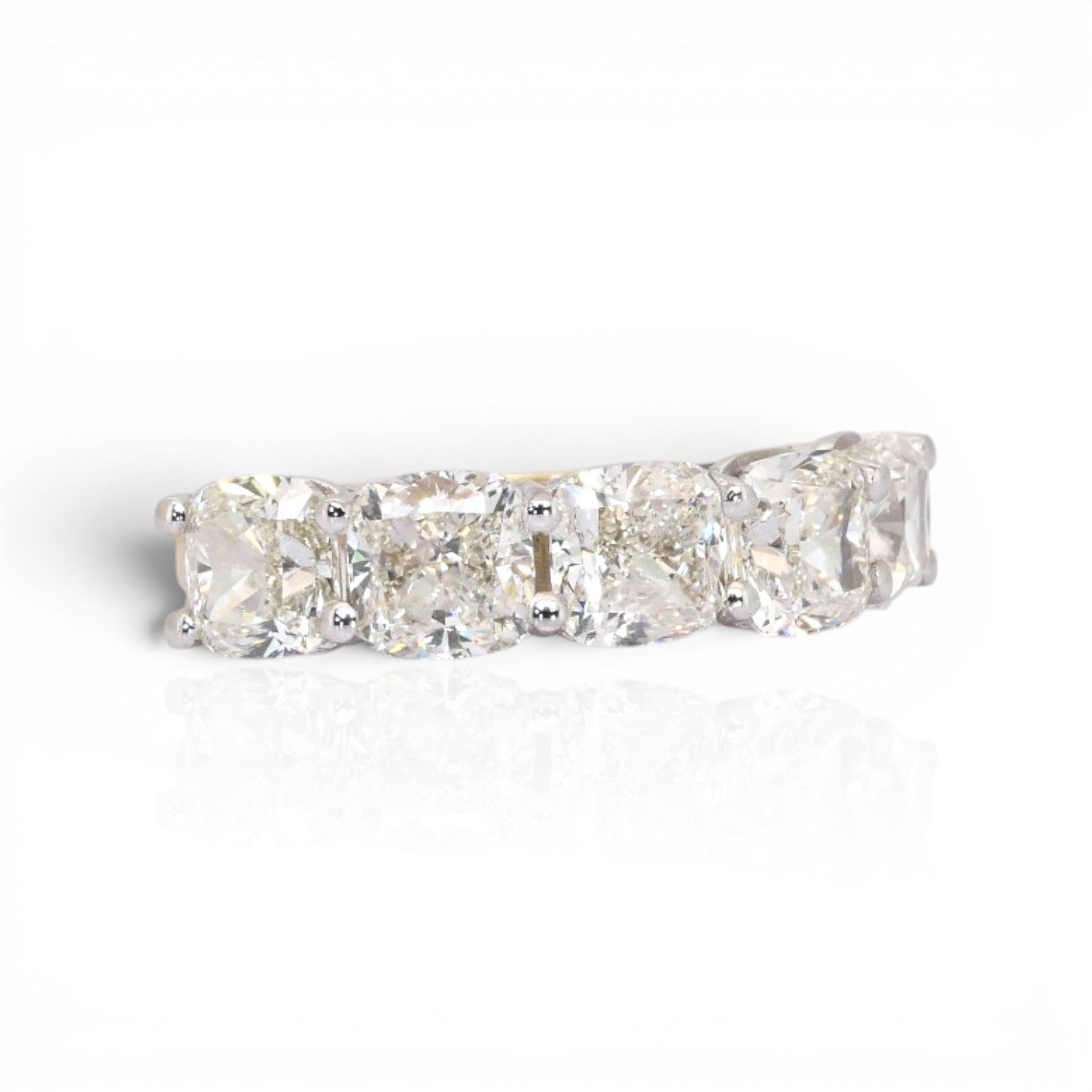 5.03 Carats IGI Certified Natural Diamonds 18k Yellow And White Gold 5-Stone Ring