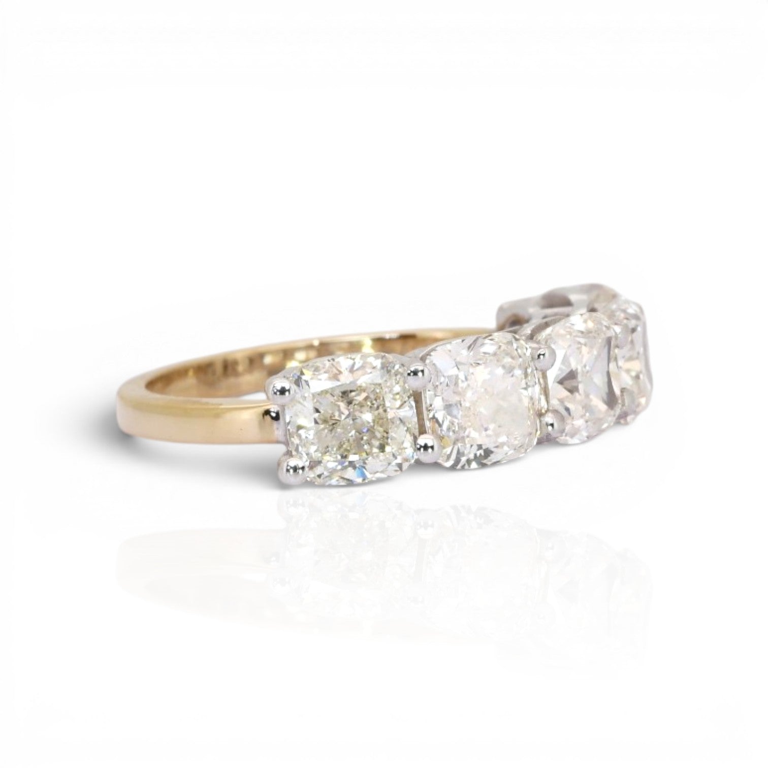 5.03 Carats IGI Certified Natural Diamonds 18k Yellow And White Gold 5-Stone Ring