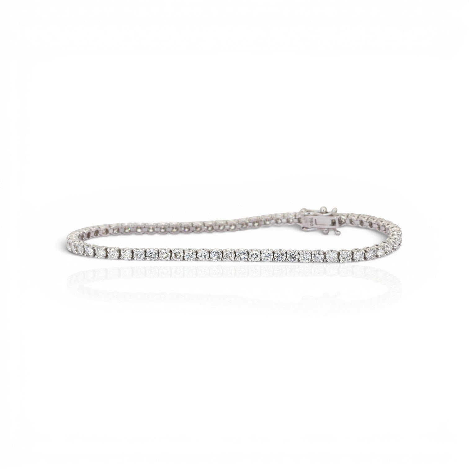 4.01 Carats IGI Certified Natural Diamonds 18k White Gold Tennis Bracelet