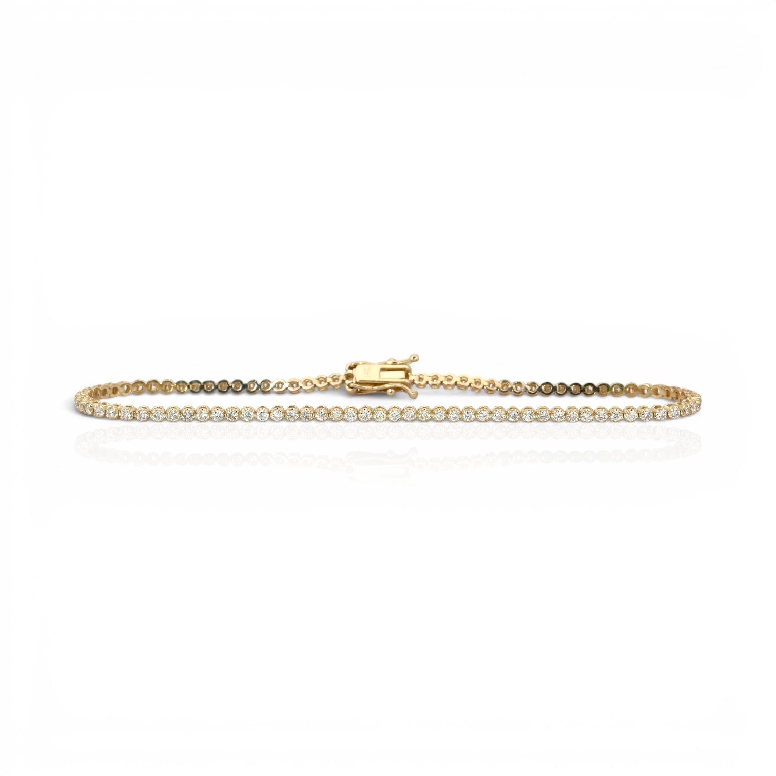 1.25 Carats IGI Certified Natural Diamonds 14k Yellow Gold Tennis Bracelet