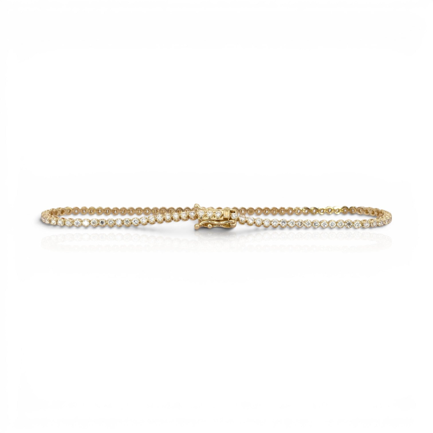 1.25 Carats IGI Certified Natural Diamonds 14k Yellow Gold Tennis Bracelet