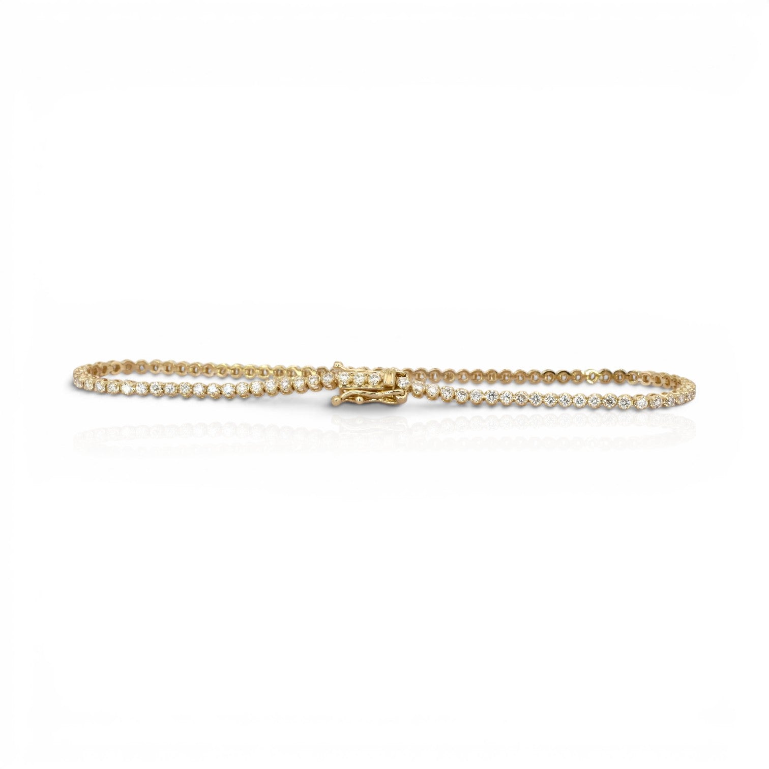 1.25 Carats IGI Certified Natural Diamonds 14k Yellow Gold Tennis Bracelet