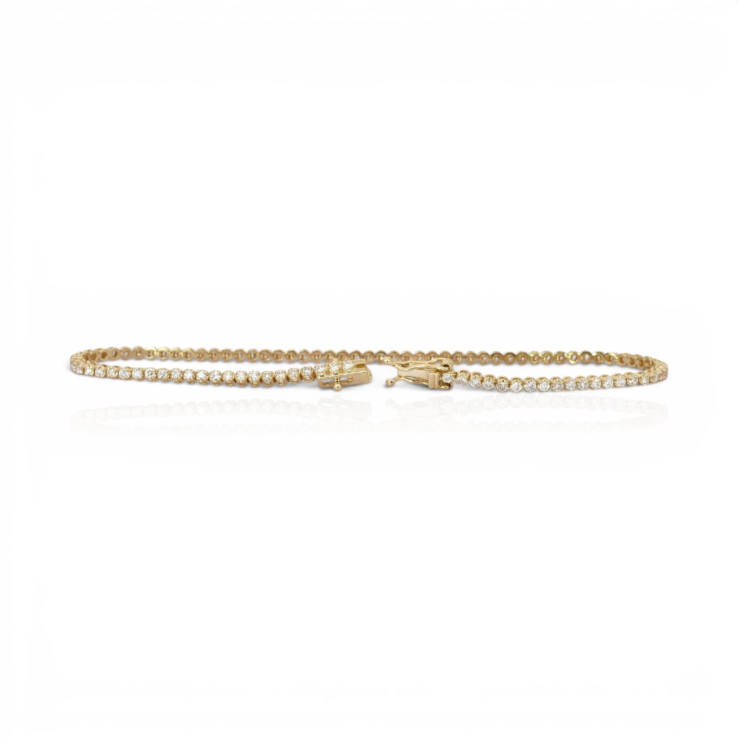 1.25 Carats IGI Certified Natural Diamonds 14k Yellow Gold Tennis Bracelet