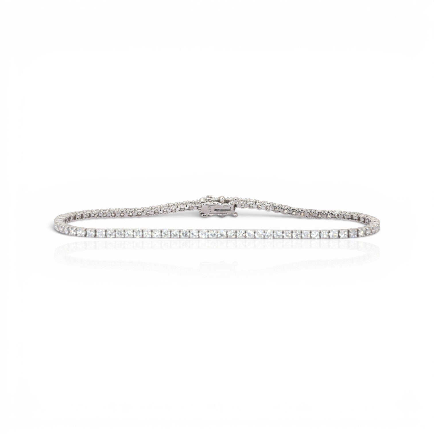 2.60 Carats IGI Certified Natural Diamonds 18k White Gold Tennis Bracelet