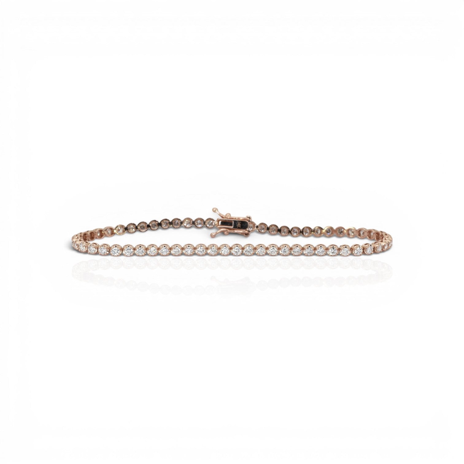 2.20 Carats IGI Certified Natural Diamonds 14k Rose Gold Tennis Bracelet