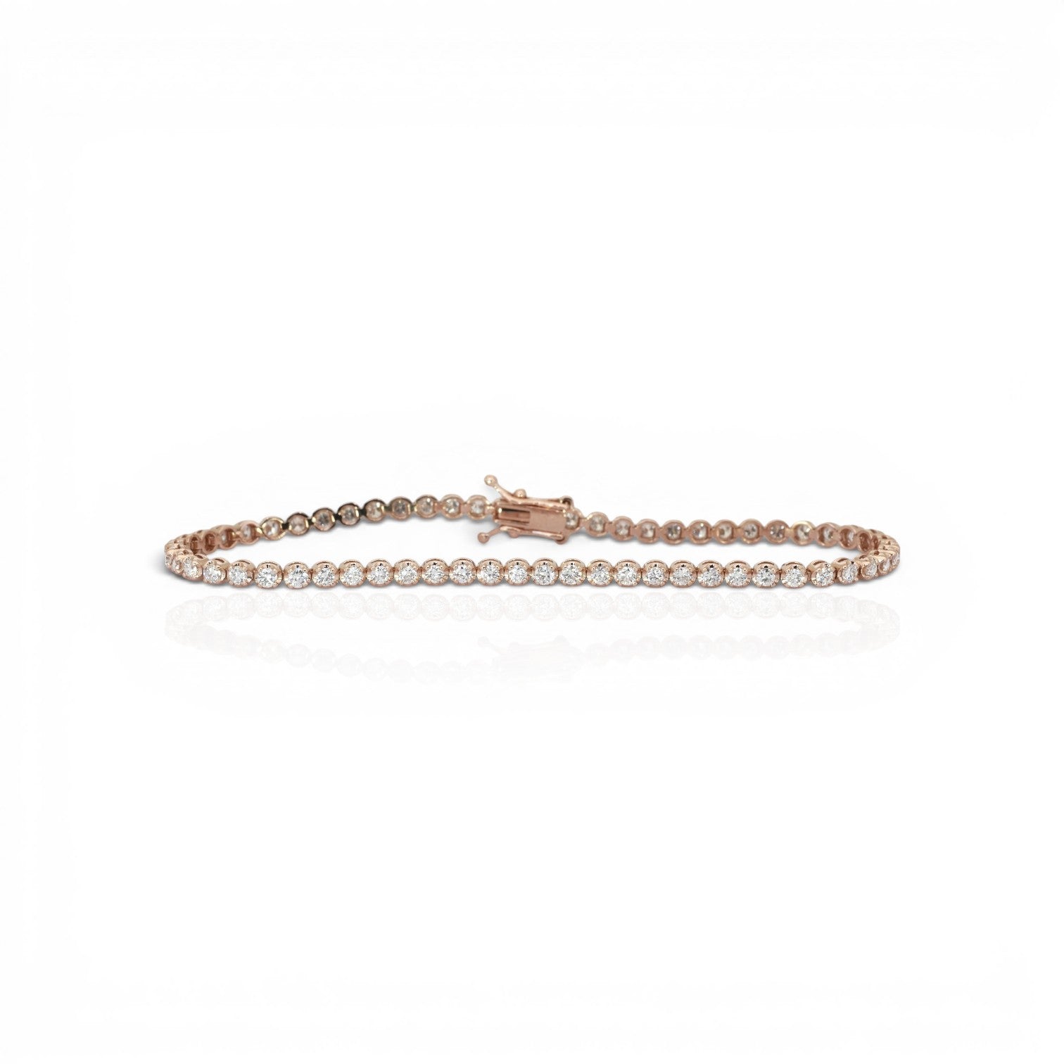 2.20 Carats IGI Certified Natural Diamonds 14k Rose Gold Tennis Bracelet