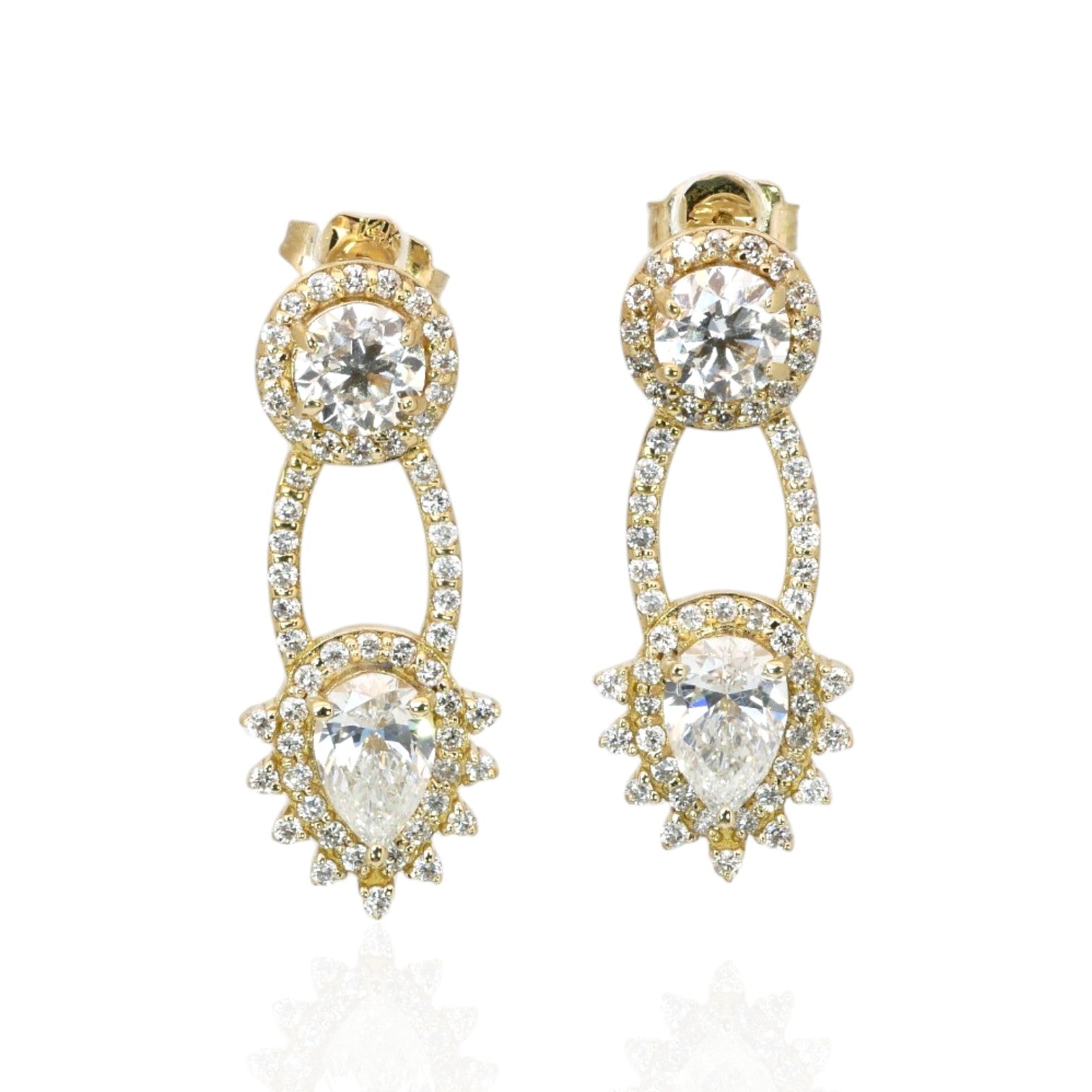 3.18 Carats IGI Certified Natural Diamonds 14k Yellow Gold Earrings
