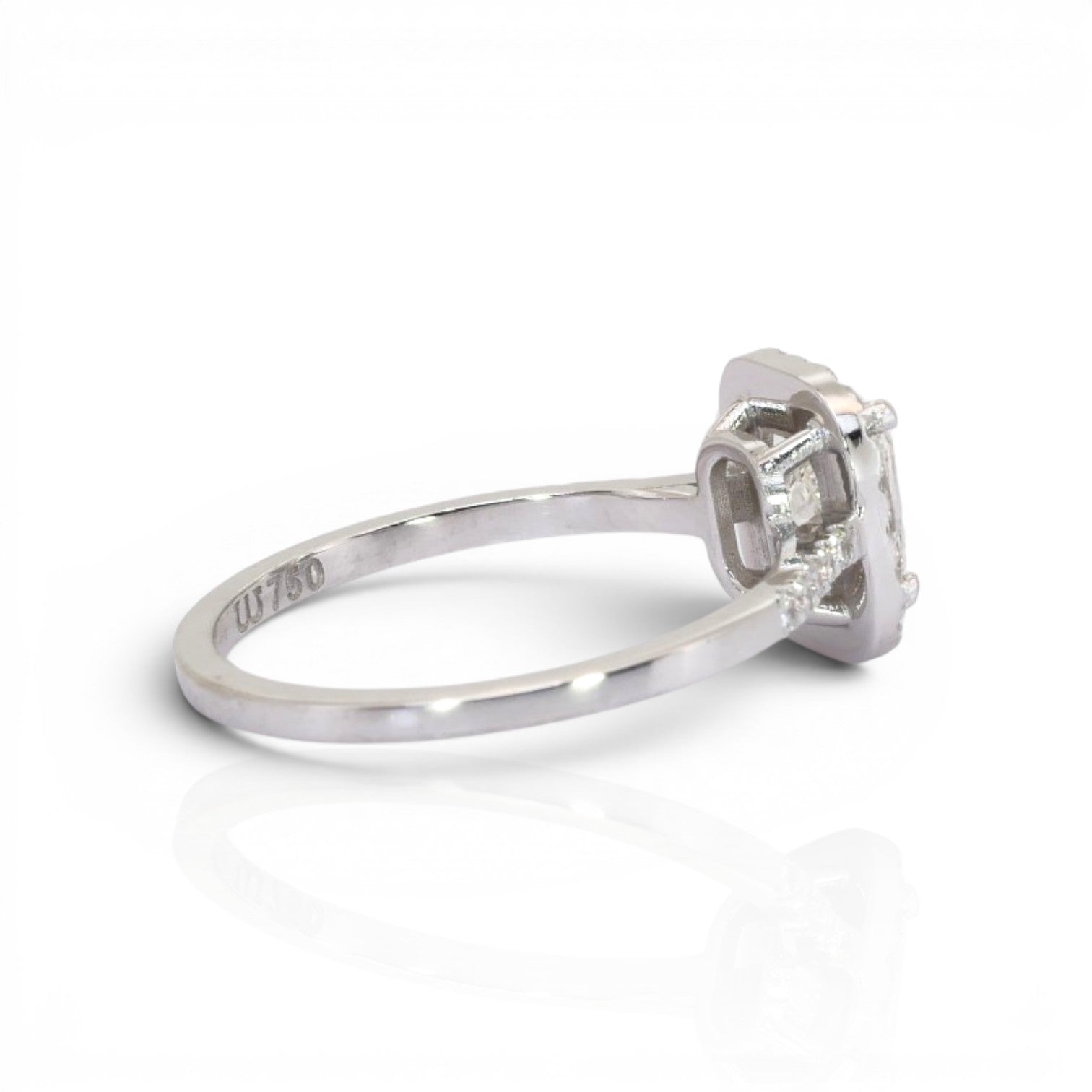 1.21 Carats IGI Certified Natural Diamonds 18k White Gold Halo Ring