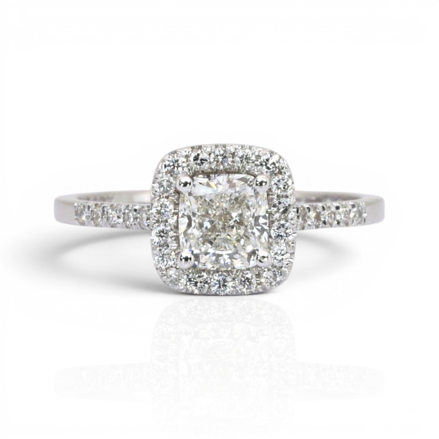 1.16 Carats IGI Certified Natural Diamonds 18k White Gold Halo Ring