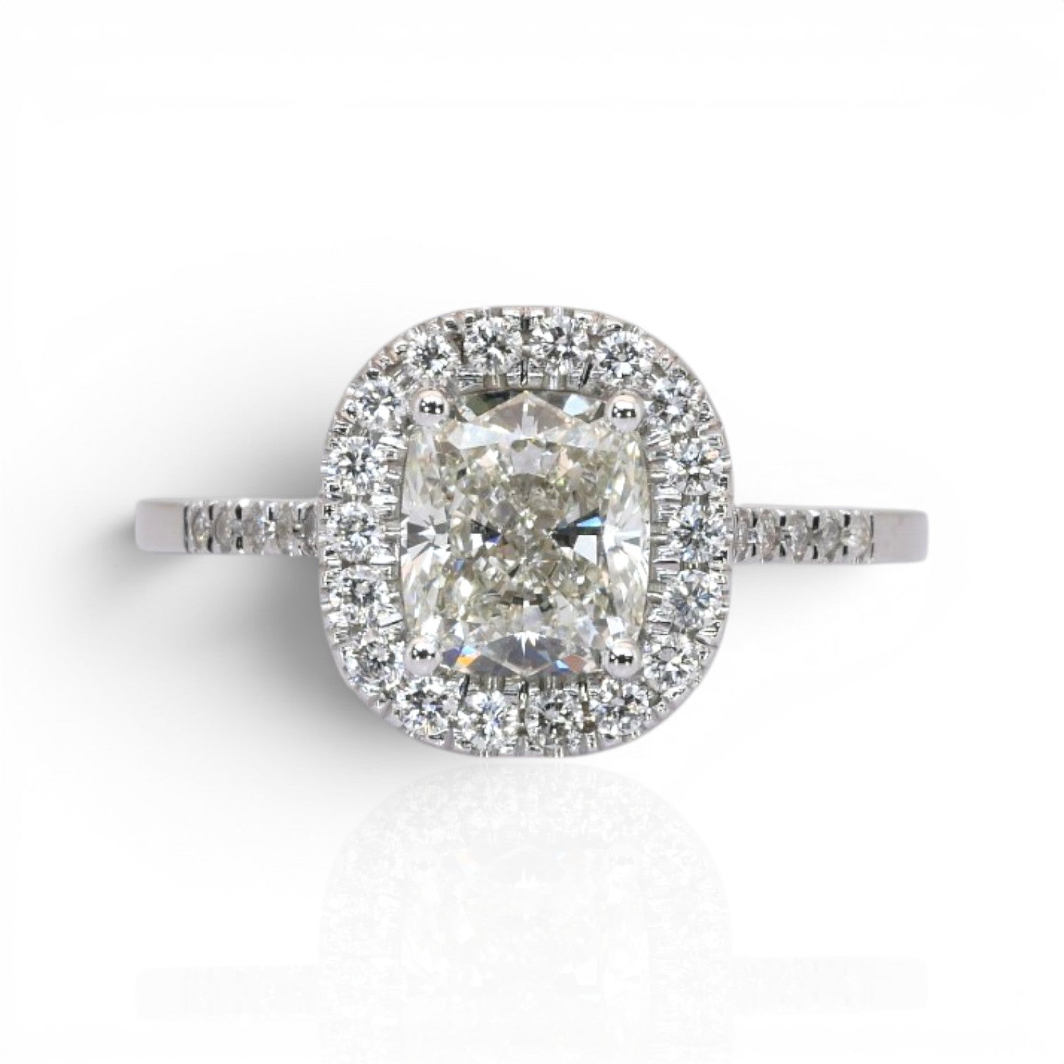1.84 Carats IGI Certified Natural Diamonds 18k White Gold Halo Ring