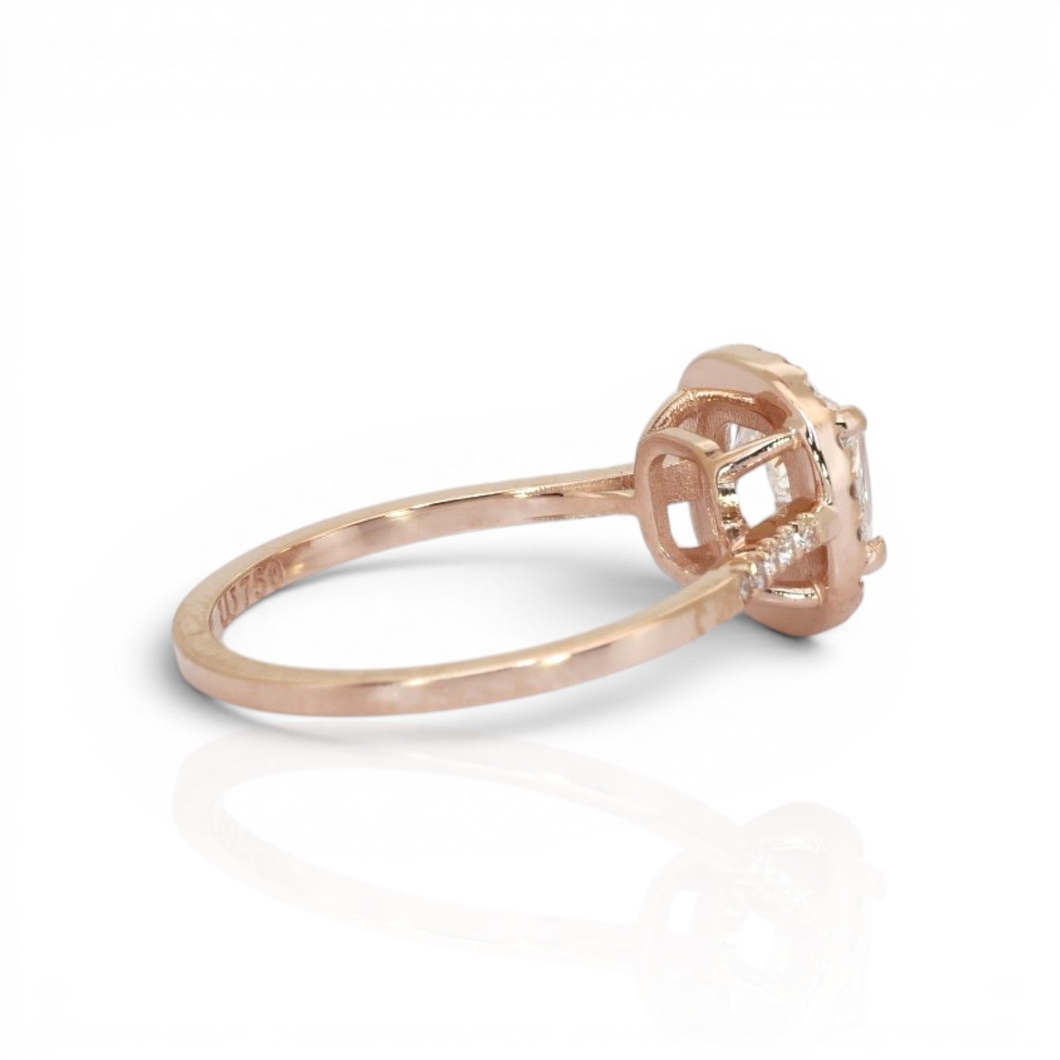 1.79 Carats IGI Certified Natural Diamonds 18k Rose Gold Halo Ring