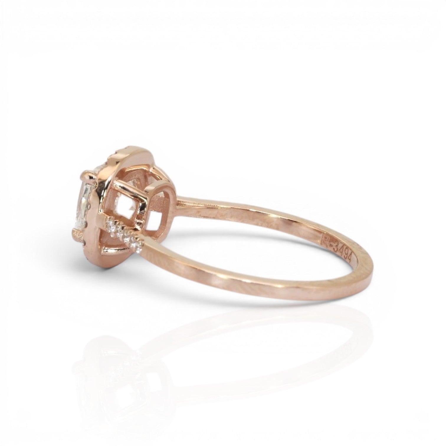 1.79 Carats IGI Certified Natural Diamonds 18k Rose Gold Halo Ring