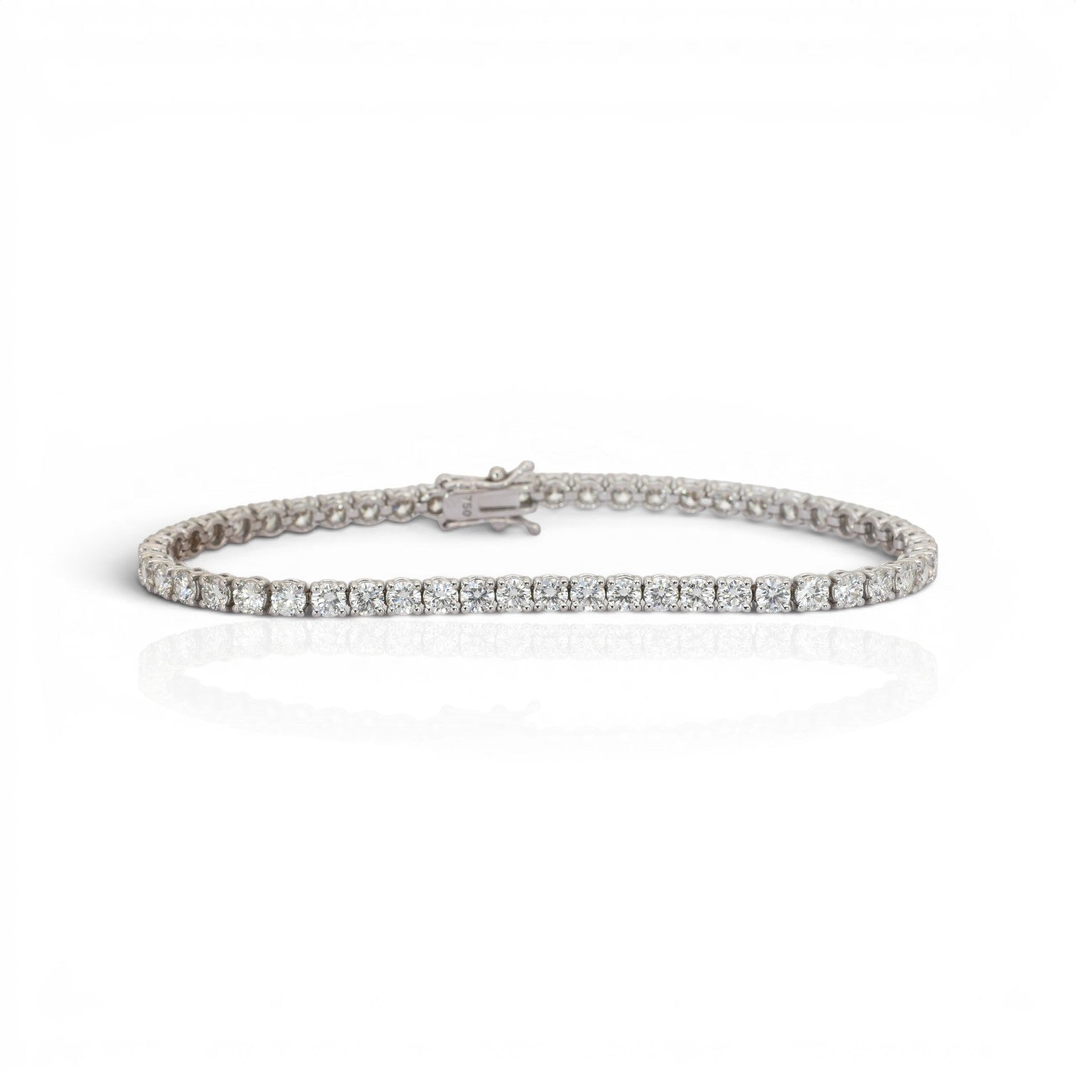 6.88 Carats IGI Certified Natural Diamonds 18k White Gold Tennis Bracelet