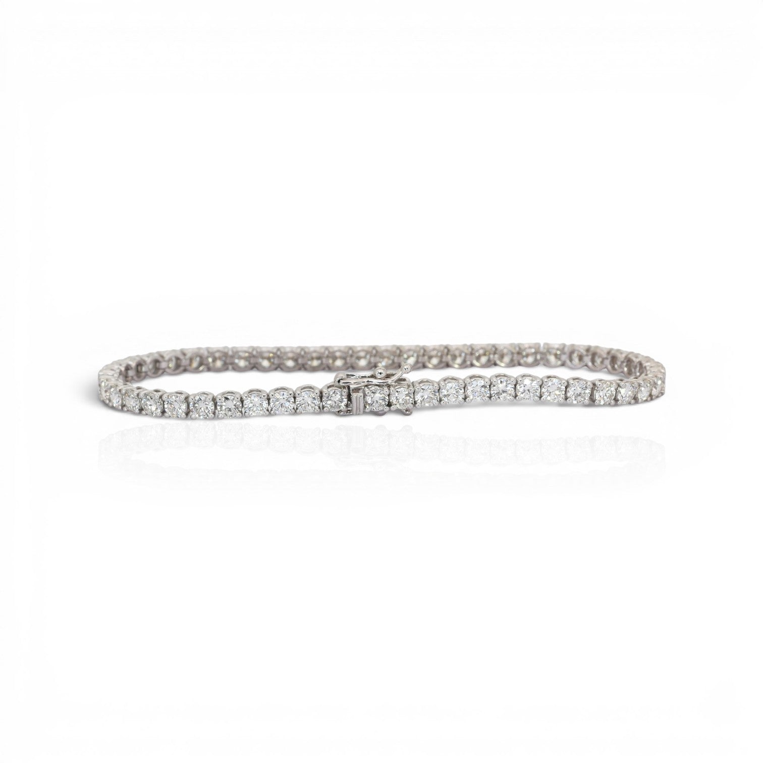 6.02 Carats IGI Certified Natural Diamonds 18k White Gold Tennis Bracelet