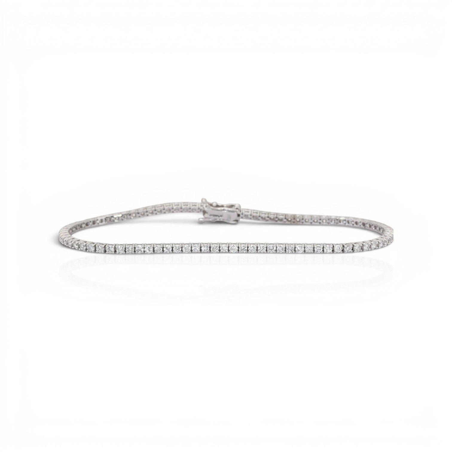 2.12 Carats IGI Certified Natural Diamonds 14k White Gold Tennis Bracelet