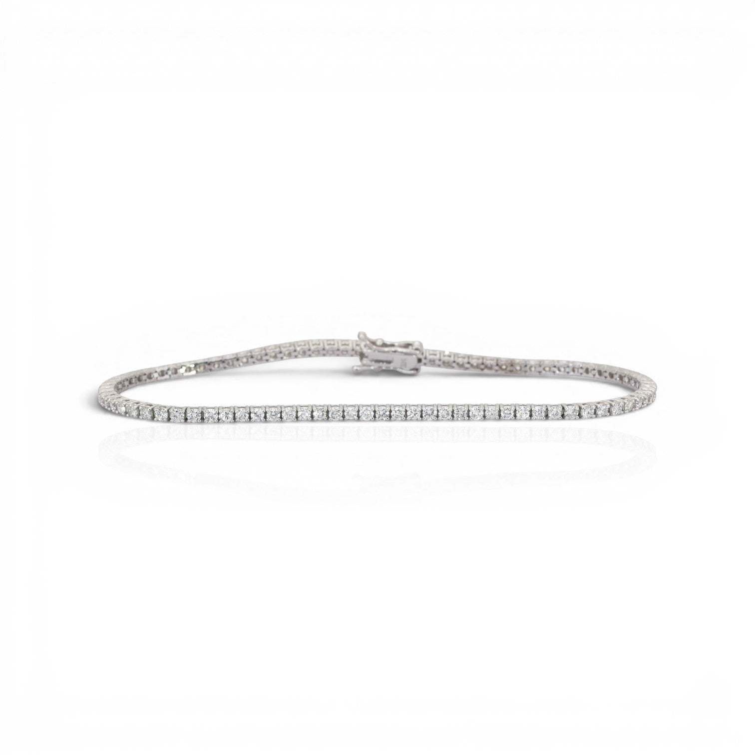 2.12 Carats IGI Certified Natural Diamonds 14k White Gold Tennis Bracelet