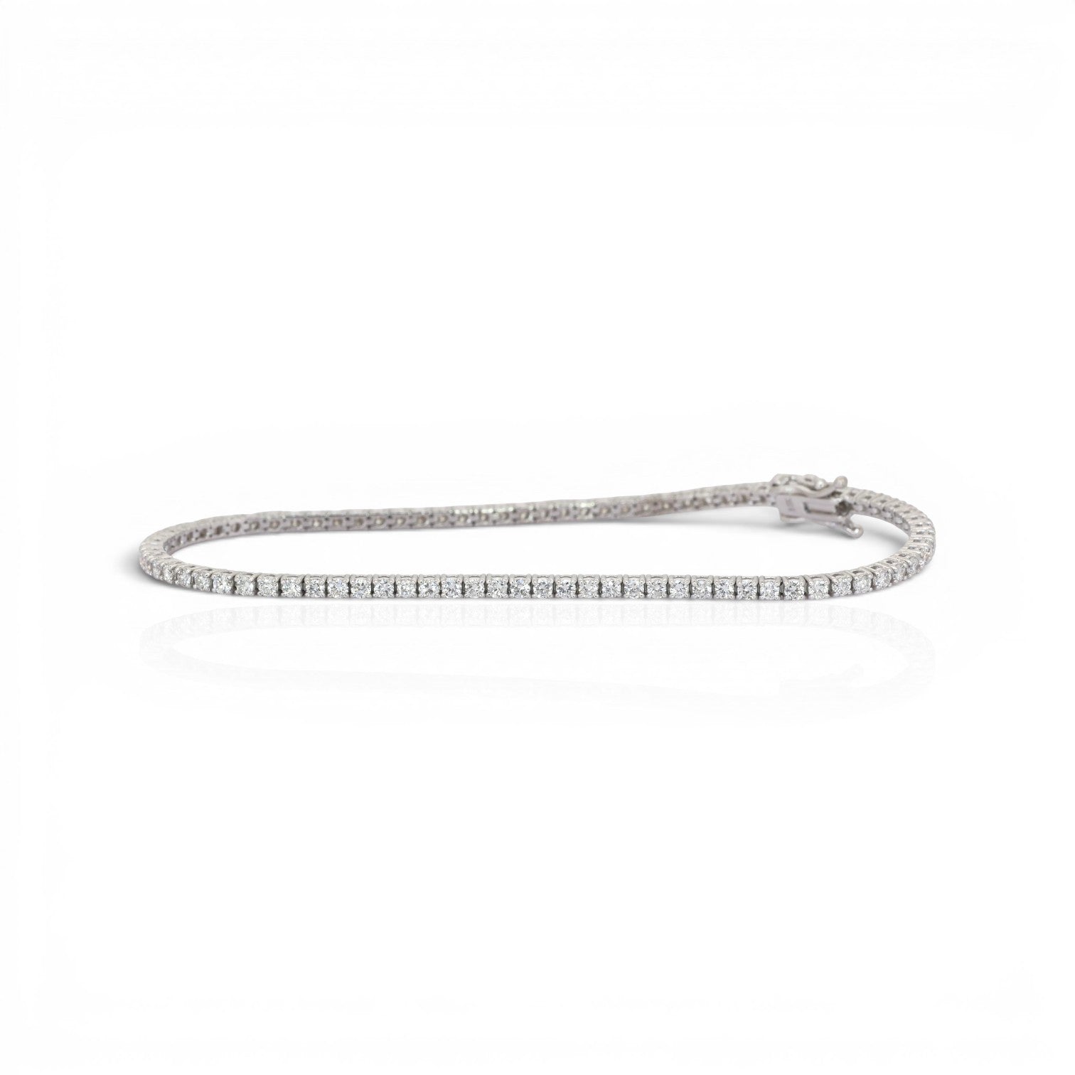 2.12 Carats IGI Certified Natural Diamonds 14k White Gold Tennis Bracelet