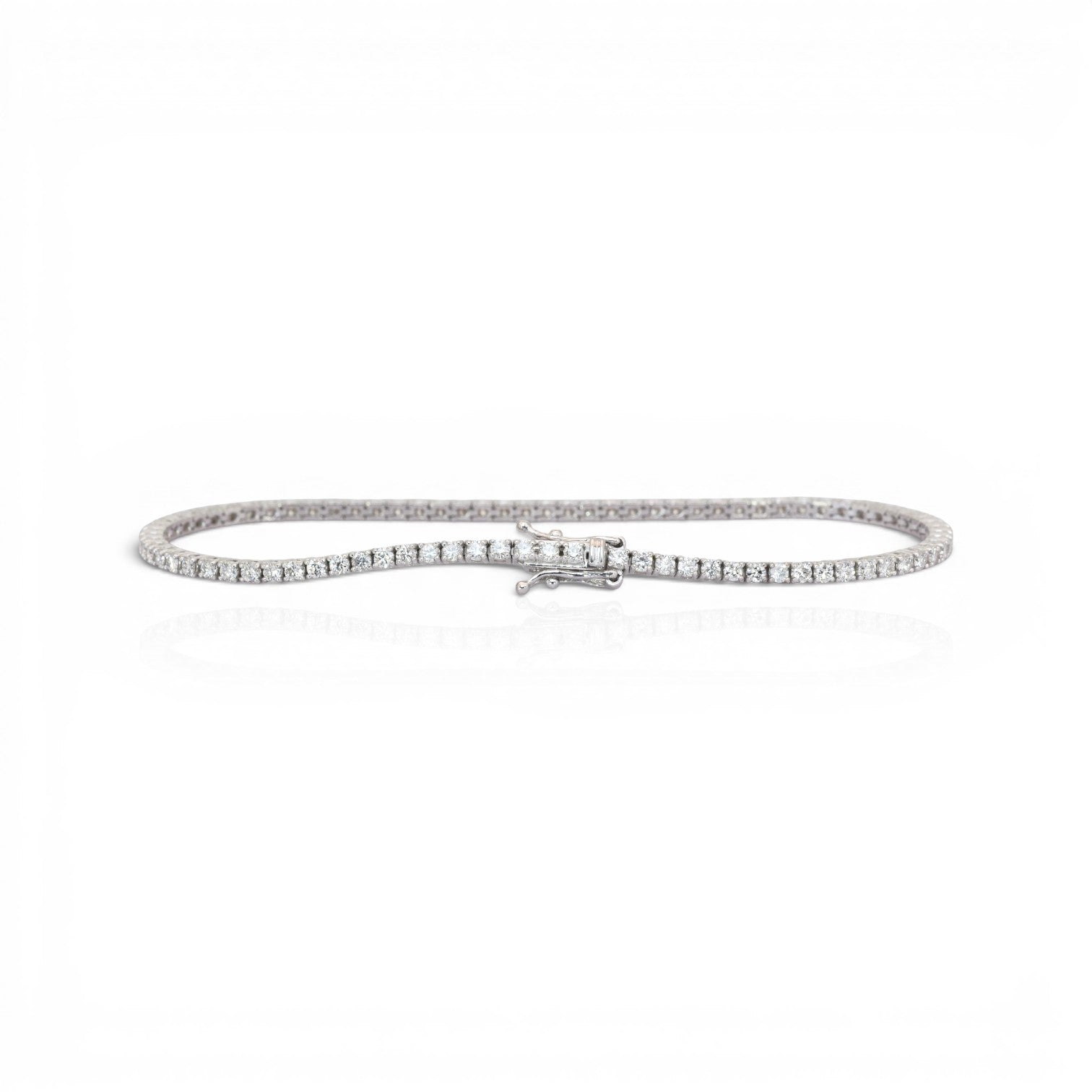 2.12 Carats IGI Certified Natural Diamonds 14k White Gold Tennis Bracelet