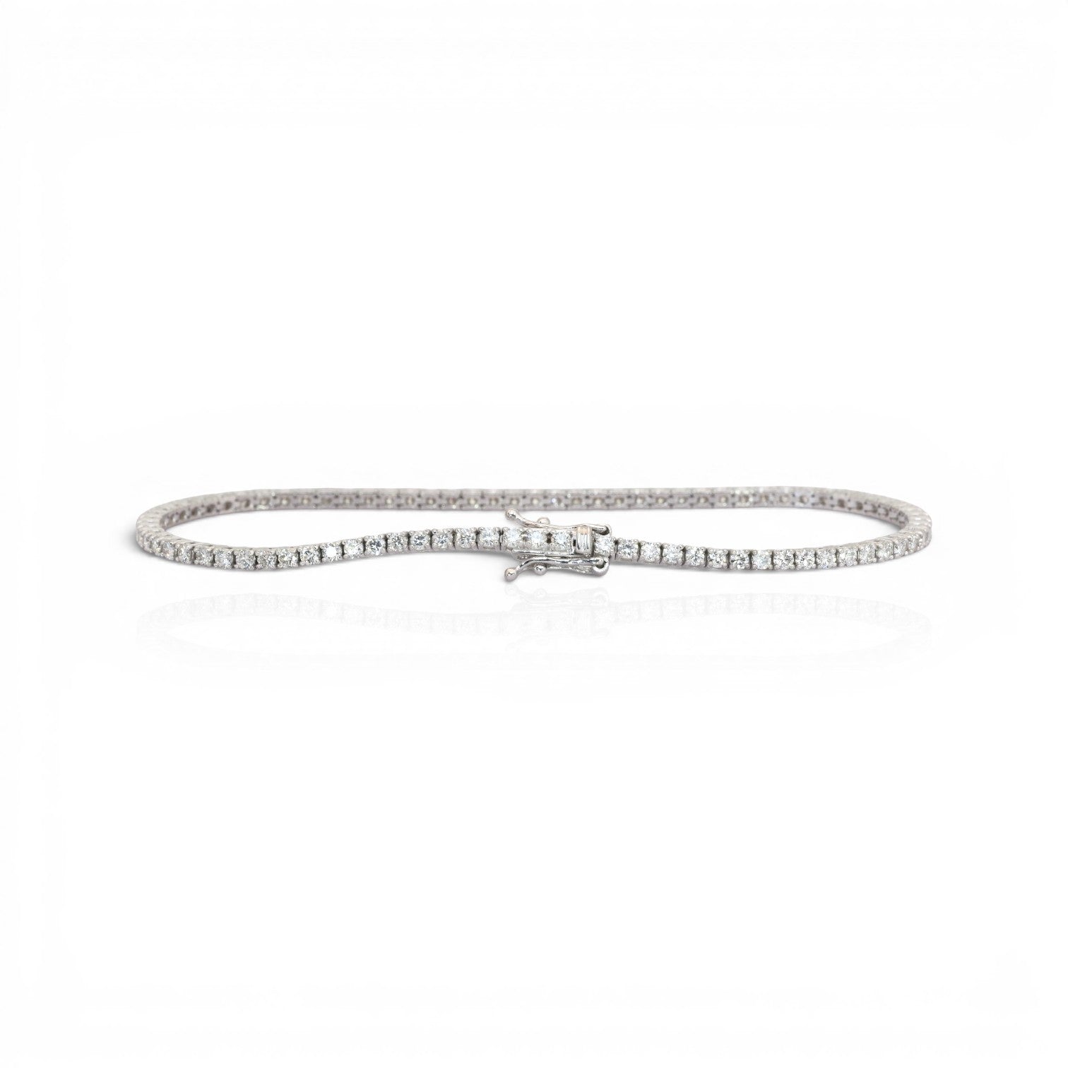 2.12 Carats IGI Certified Natural Diamonds 14k White Gold Tennis Bracelet