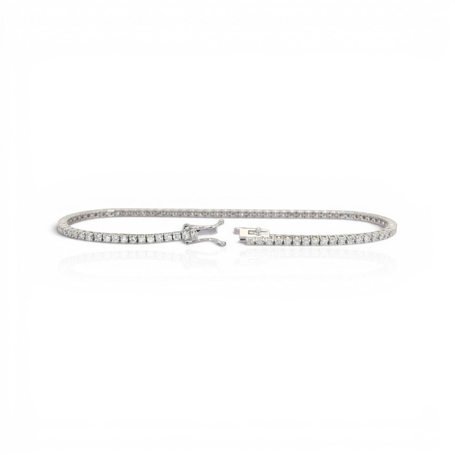 2.12 Carats IGI Certified Natural Diamonds 14k White Gold Tennis Bracelet