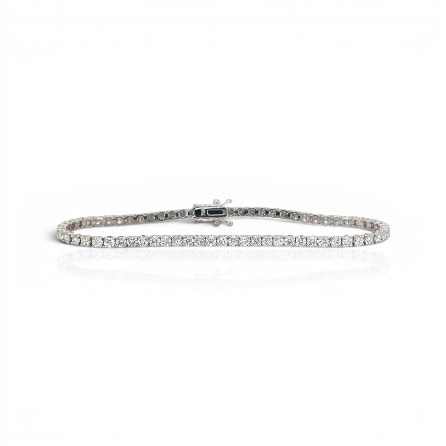 3.43 Carats IGI Certified Natural Diamonds 18k White Gold Tennis Bracelet