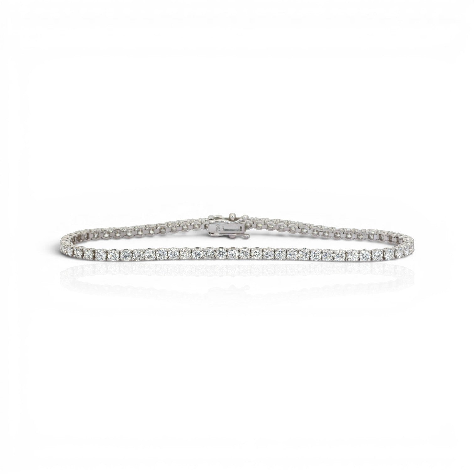3.43 Carats IGI Certified Natural Diamonds 18k White Gold Tennis Bracelet