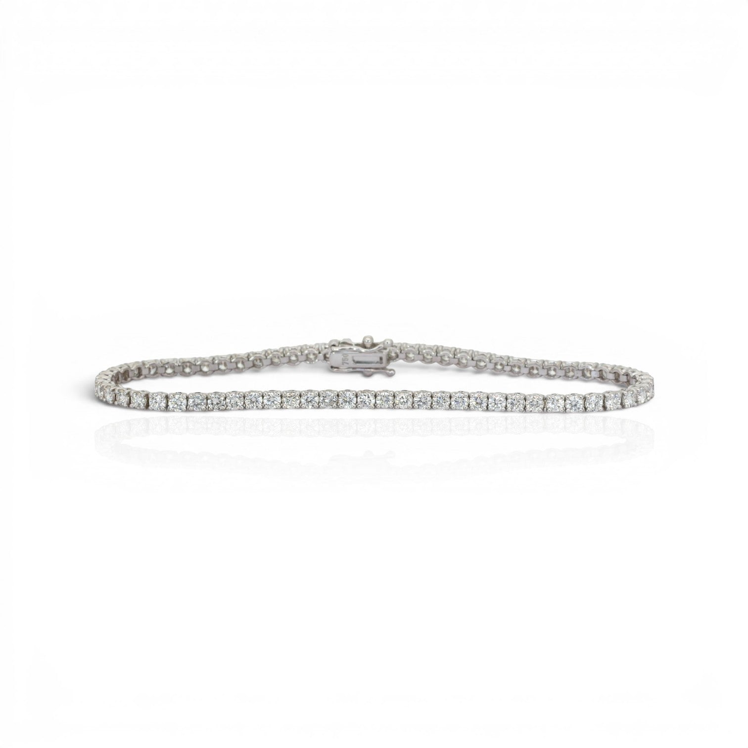 3.43 Carats IGI Certified Natural Diamonds 18k White Gold Tennis Bracelet