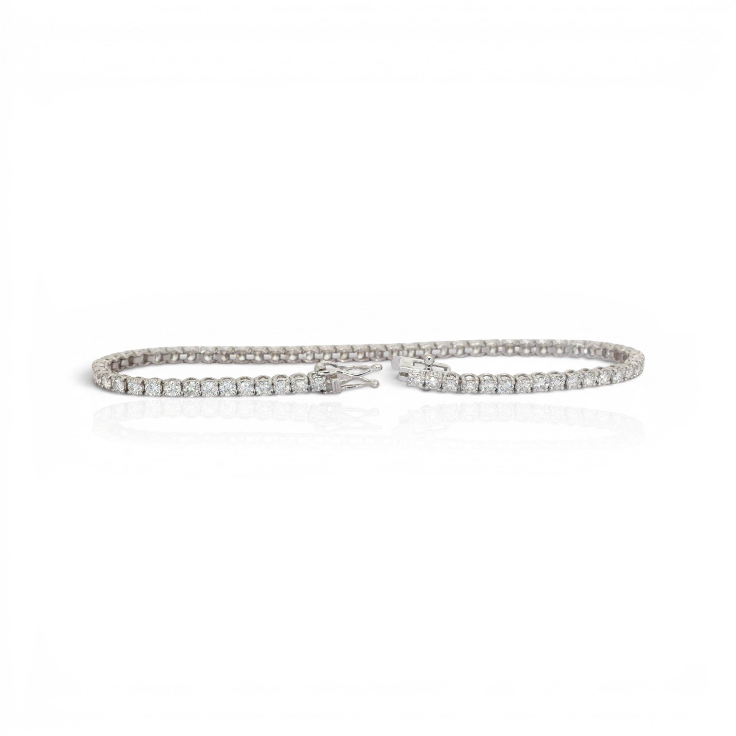 3.43 Carats IGI Certified Natural Diamonds 18k White Gold Tennis Bracelet