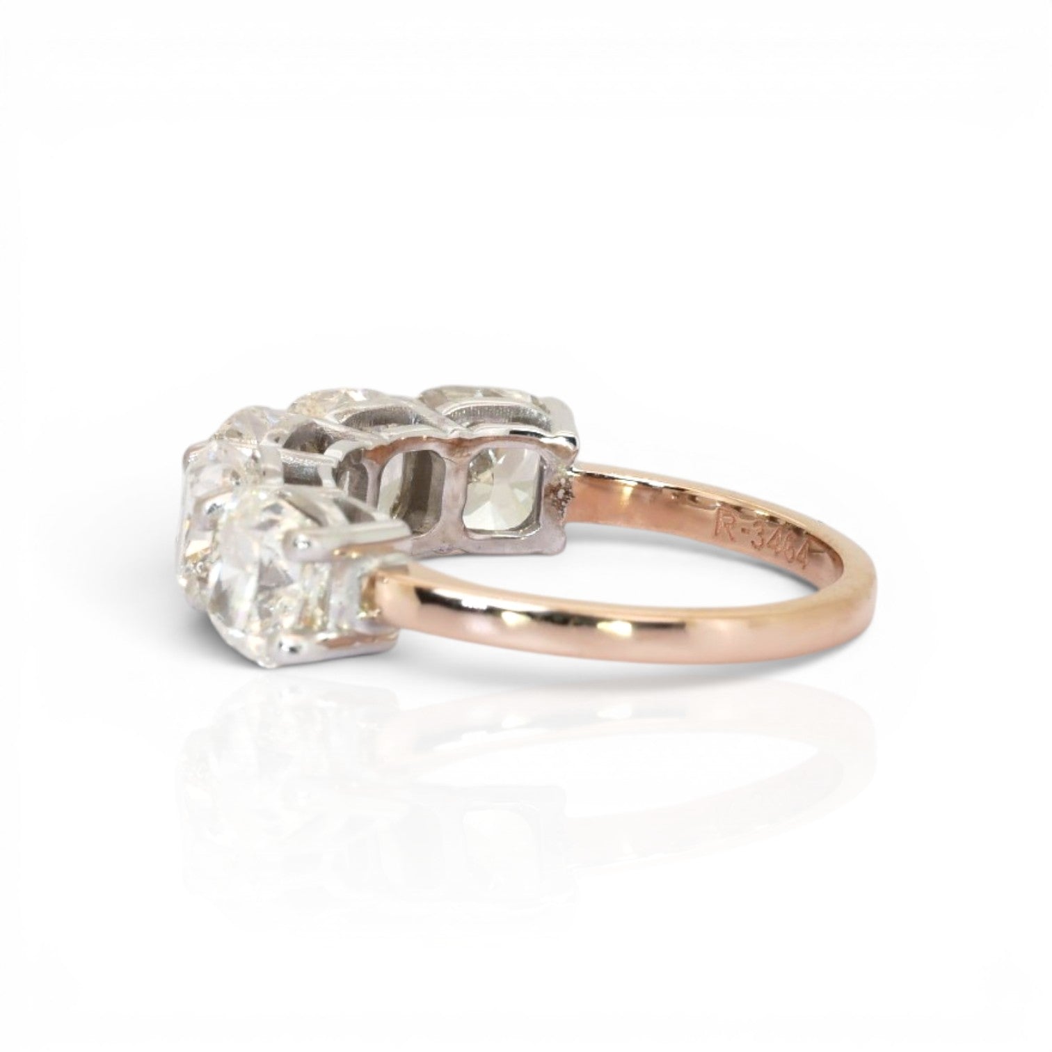 5.02 Carats IGI Certified Natural Diamonds 18k Rose And White Gold 5-Stone Ring
