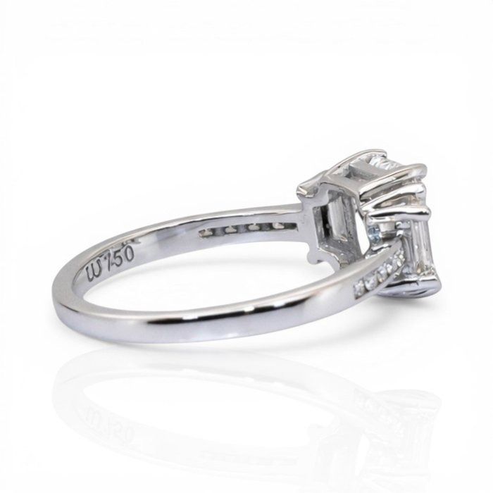 2.03 Carat IGI Certified 18K White Gold 3-Stone Ring