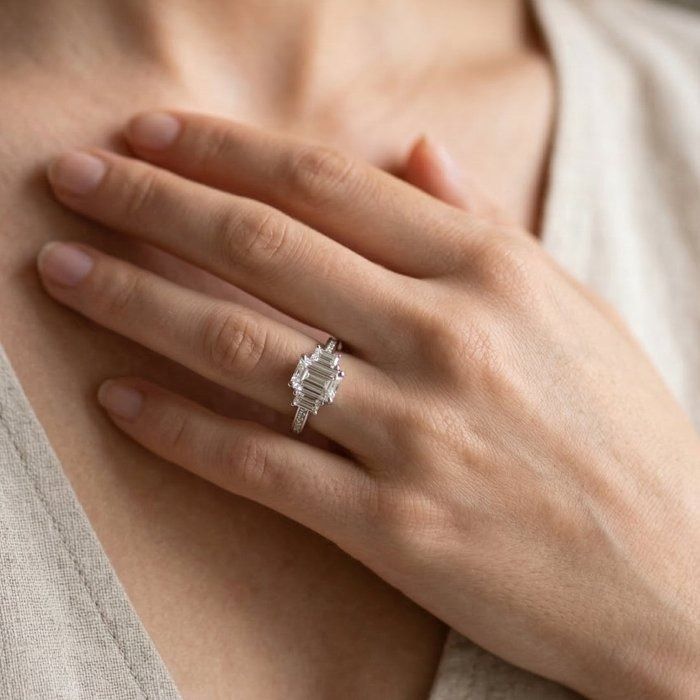 2.03 Carat IGI Certified 18K White Gold 3-Stone Ring
